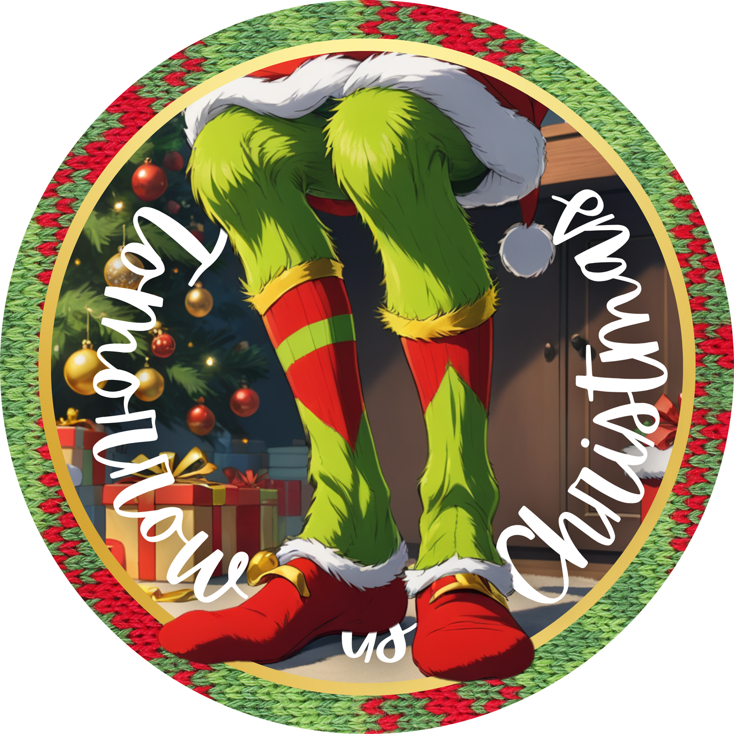 Green Monster Christmas Metal / Vinyl Sign - Made in USA