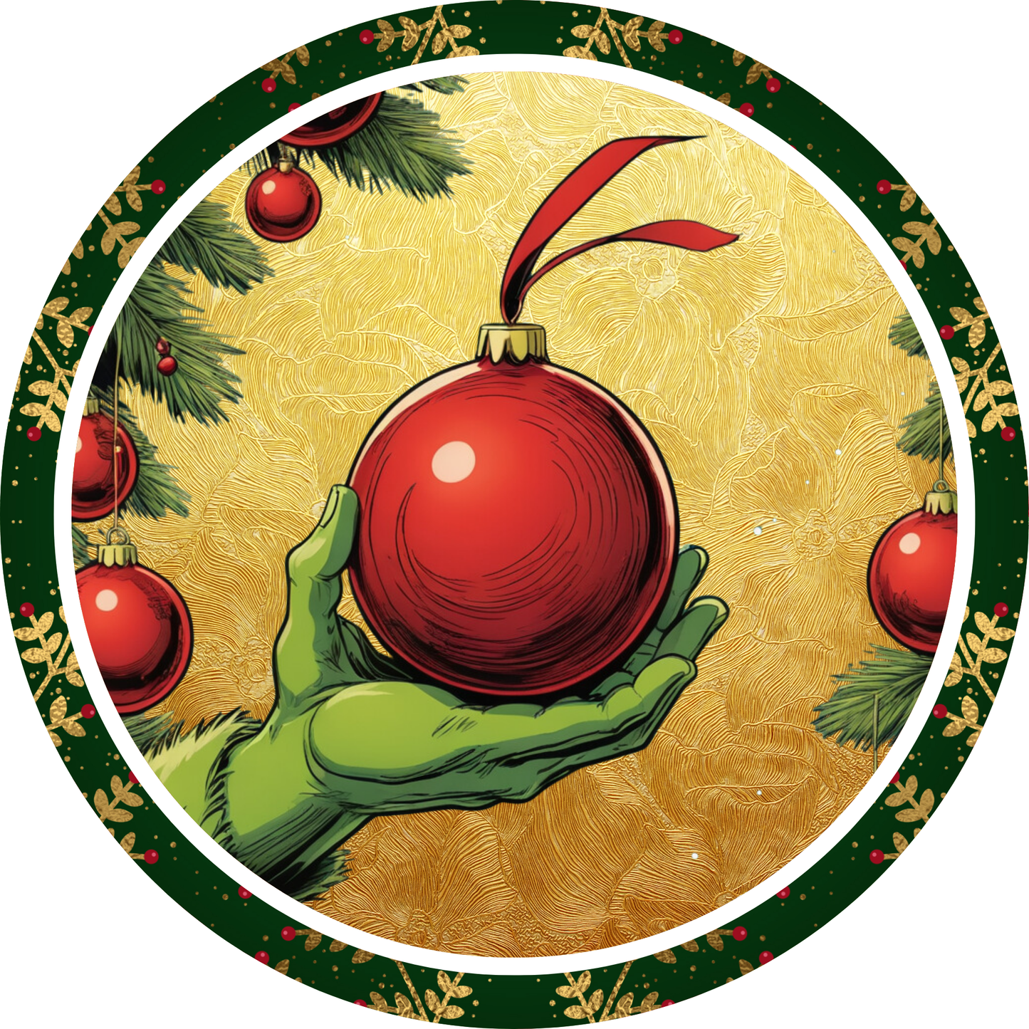 Green Monster with Ornament Metal / Vinyl Sign - Made in USA