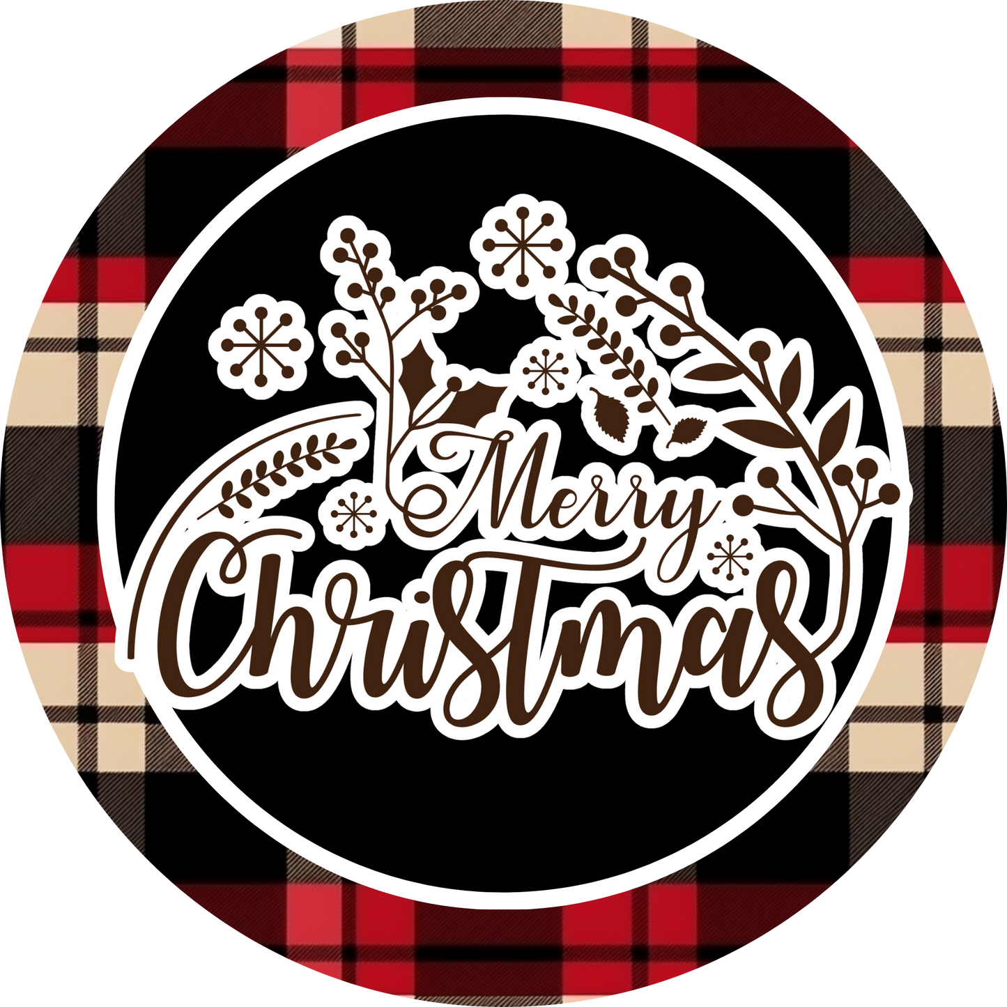 Merry Christmas Plaid Metal / Vinyl Sign - Made in USA