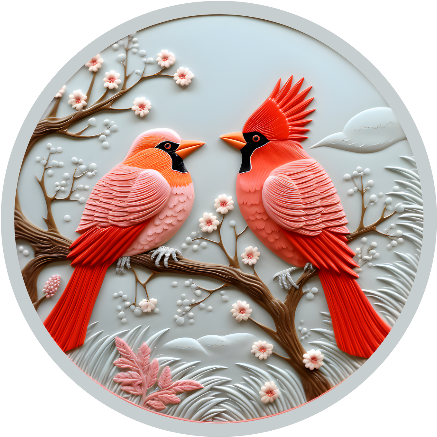 A Pair of Cardinals Metal / Vinyl Sign - Made in USA