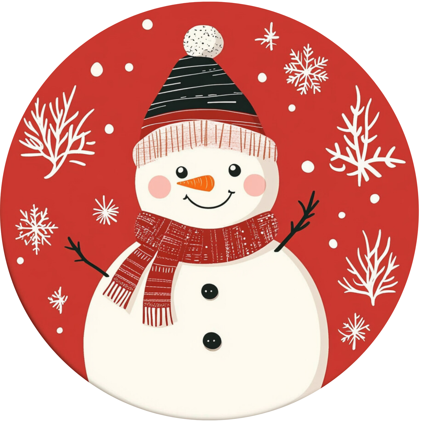 Smiling Snowman with Scarf Metal / Vinyl Sign - Made in USA