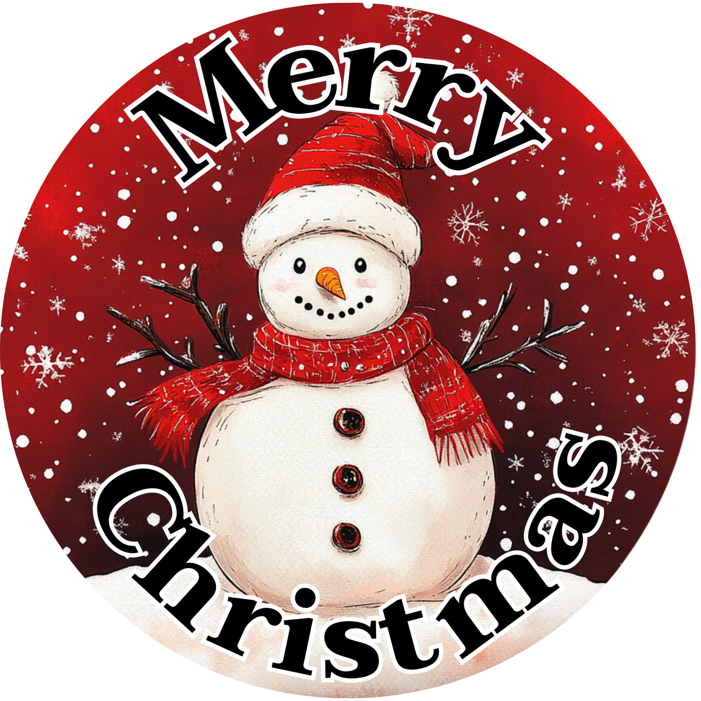 Snowmen in Red Metal / Vinyl Sign - Made in USA