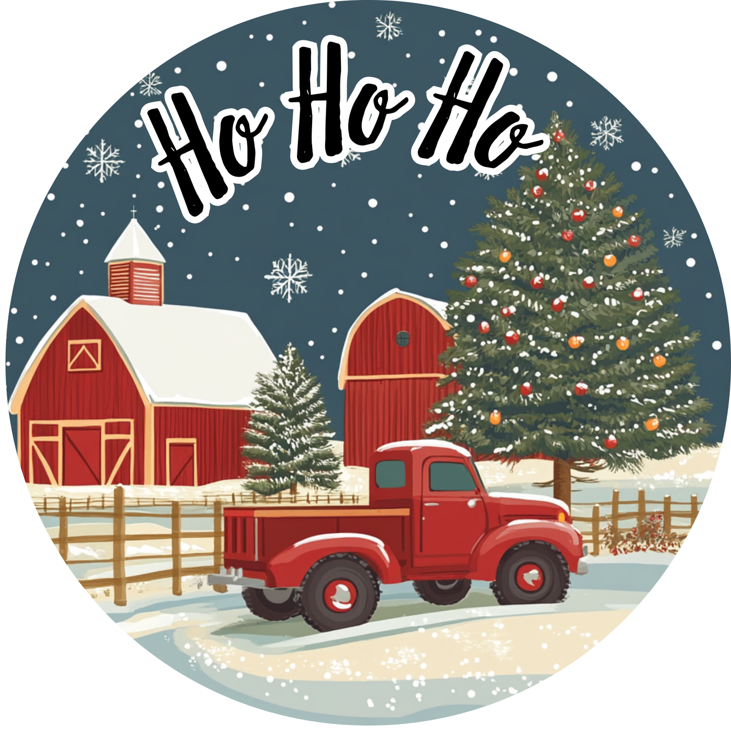 Merry Christmas Truck Ho Ho Ho Metal / Vinyl Sign - Made in USA