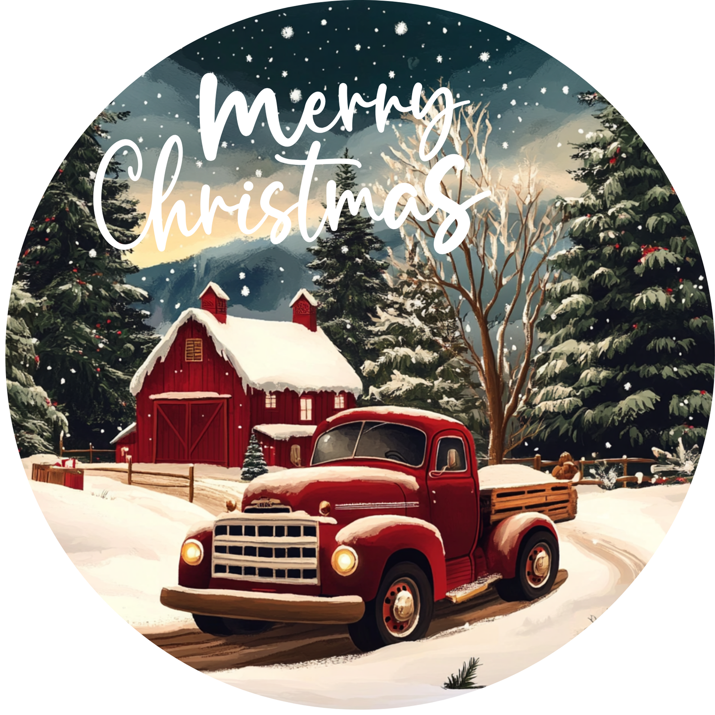 Merry Christmas Truck Metal / Vinyl Sign - Made in USA