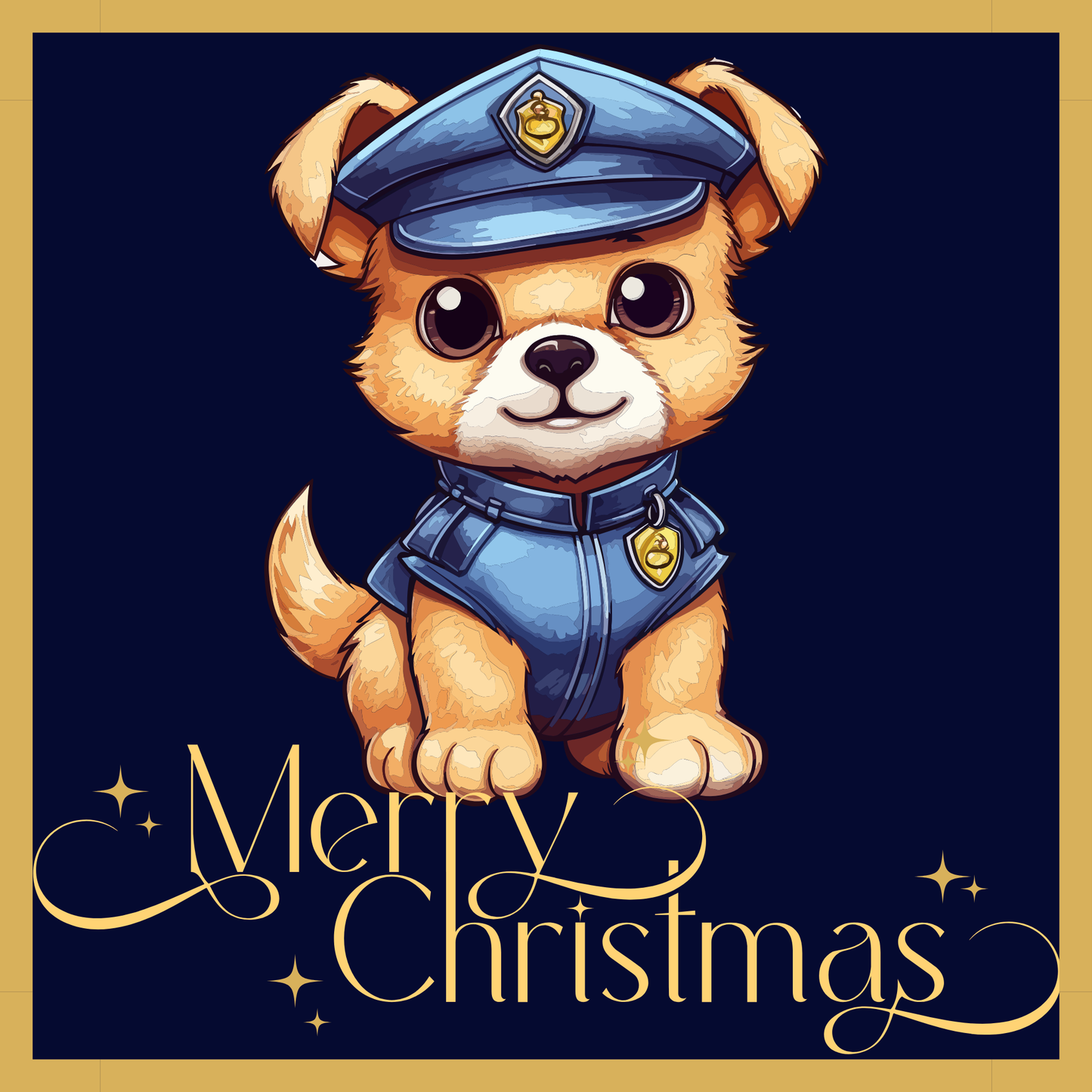 Merry Christmas with Police Dog Metal Sign - Made in USA