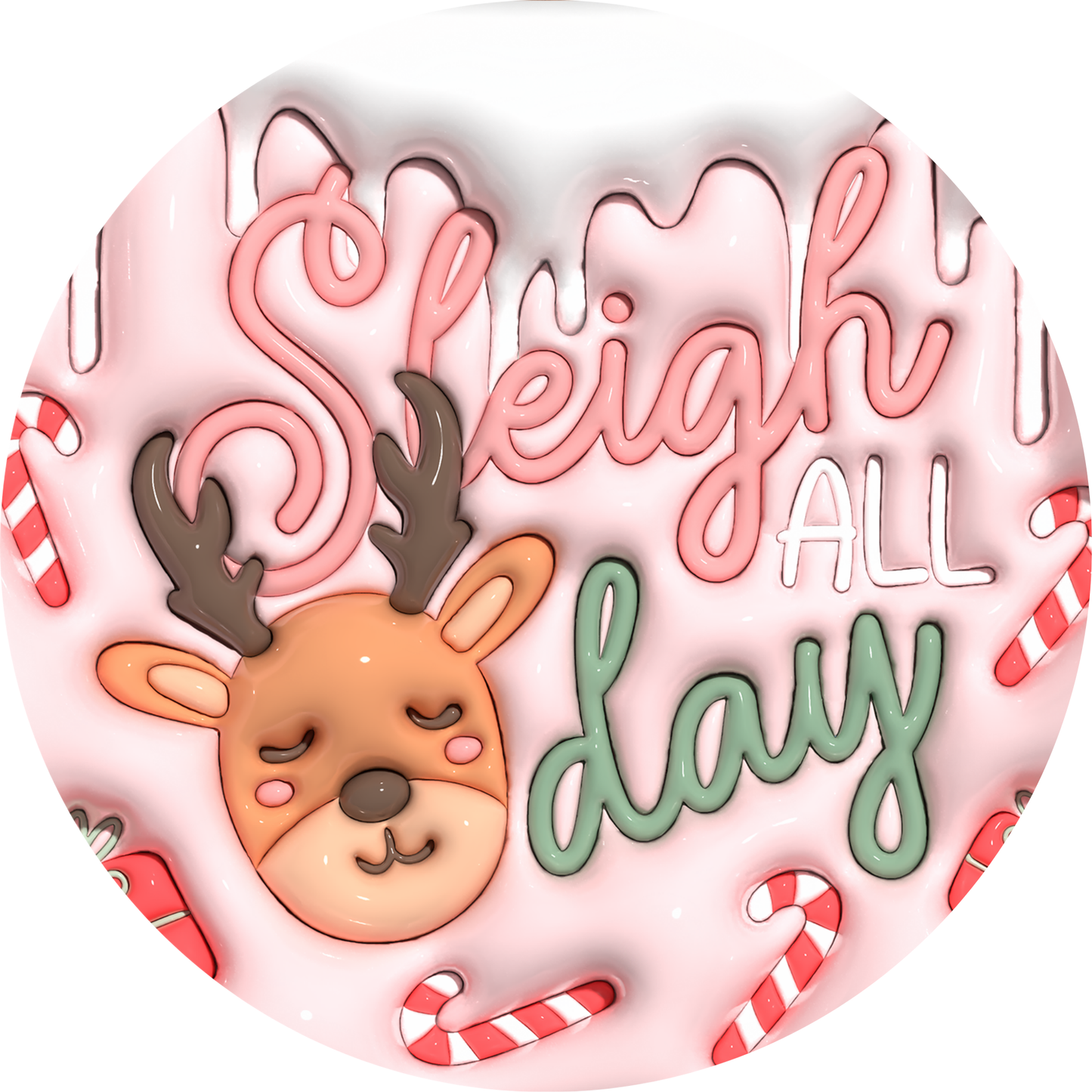 Sleigh All Day Christmas with Candy Canes Metal / Vinyl Sign - Made in USA