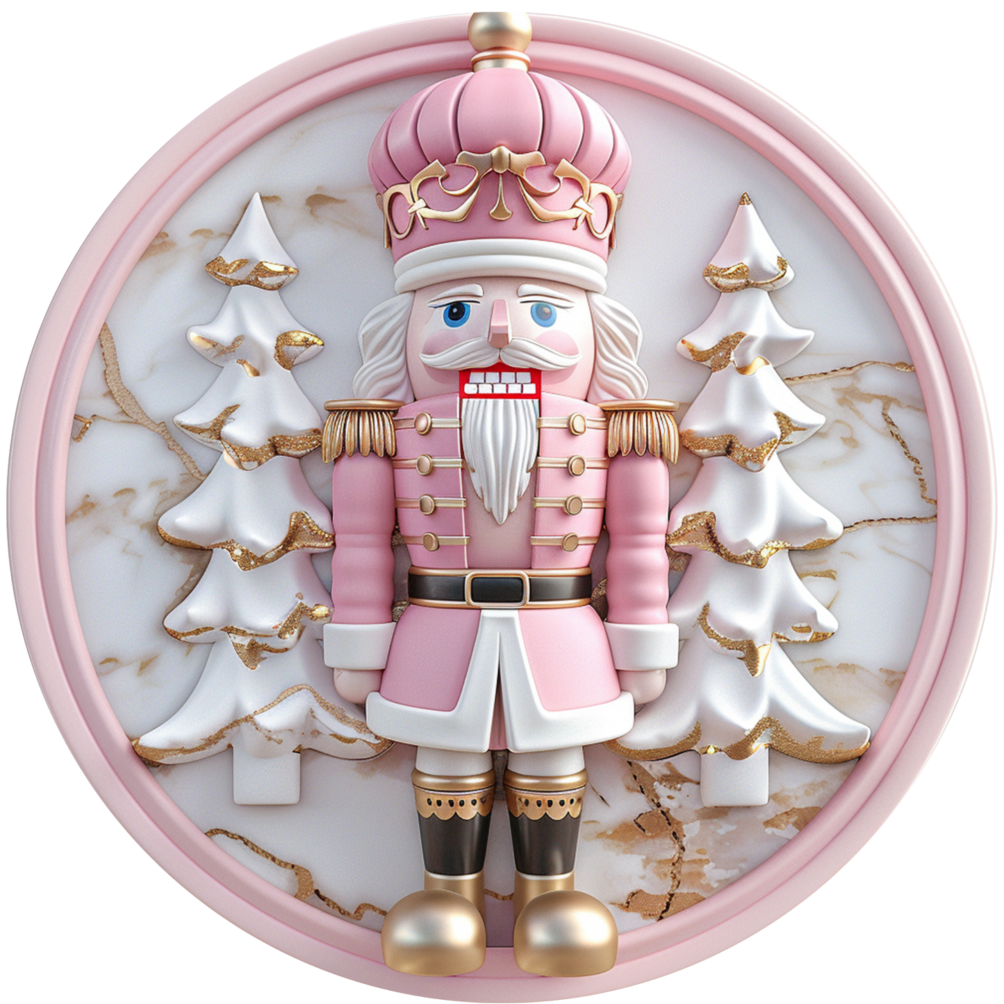 Pink Nutcracker with Christmas Trees Metal / Vinyl Sign - Made in USA