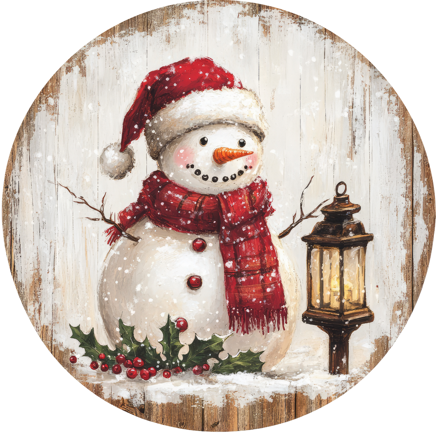 Snowman's Lantern Light Metal / Vinyl Sign - Made in USA