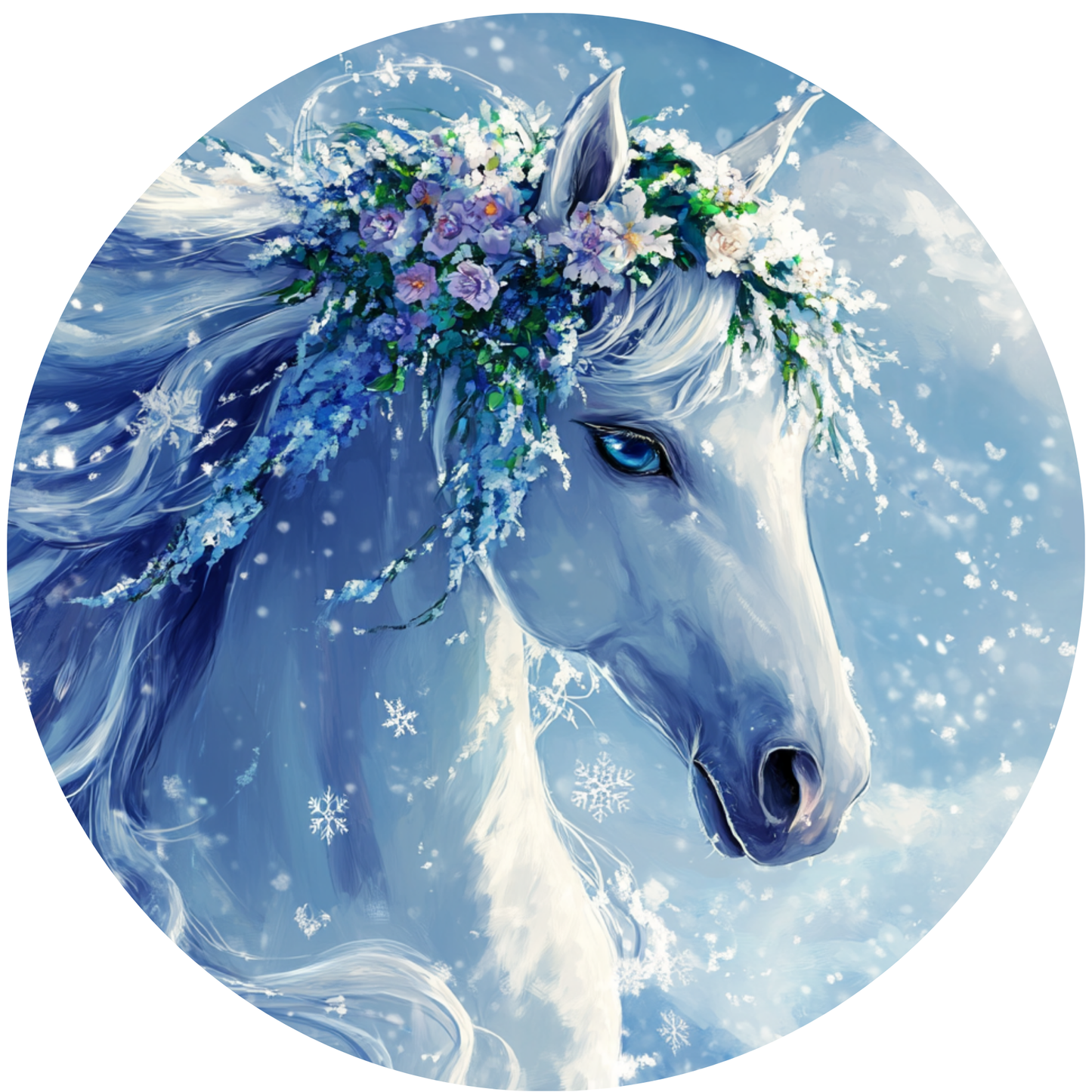 Snowy Horse Metal / Vinyl Sign - Made in USA