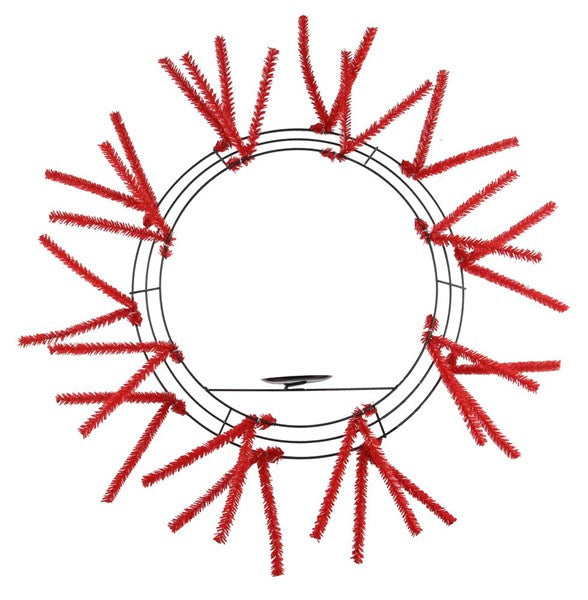 16 Inch Dia Pencil Work Wreath with Candle Plate, 18 Ties - Black Red BBCrafts.com