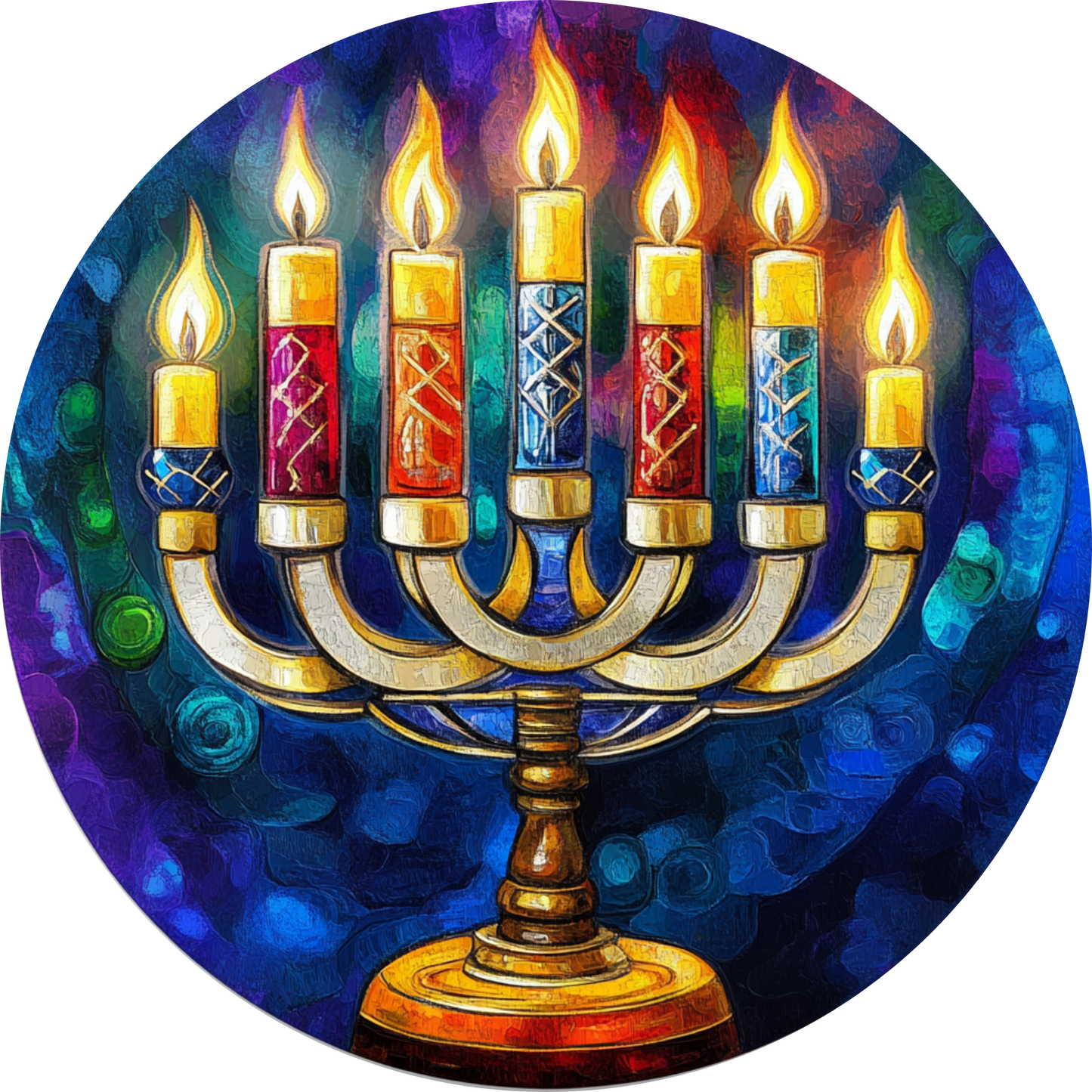 Hanukkah Menorah Light Metal / Vinyl Sign - Made in USA