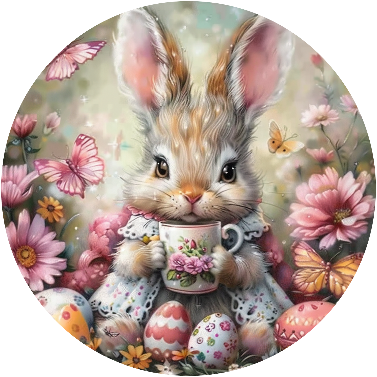 Easter Bunny's with a Cuppa Metal / Vinyl Sign - Made in USA