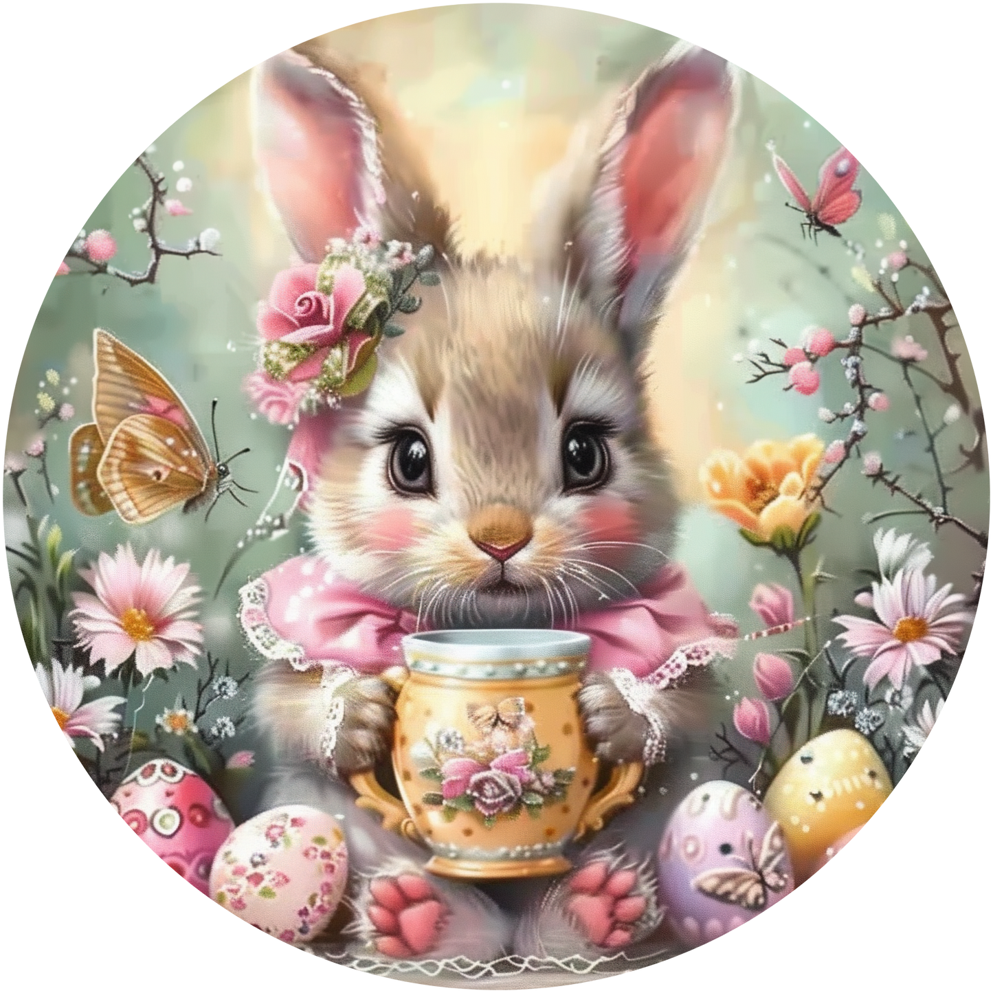 Easter Bunny's with a Cuppa Metal / Vinyl Sign - Made in USA