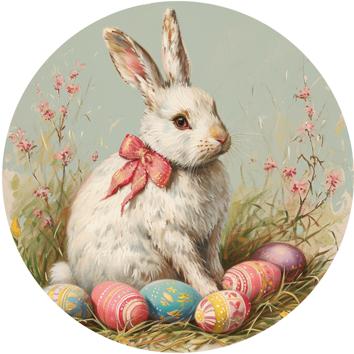 Bunny and Eggs Metal / Vinyl Sign - Made in USA