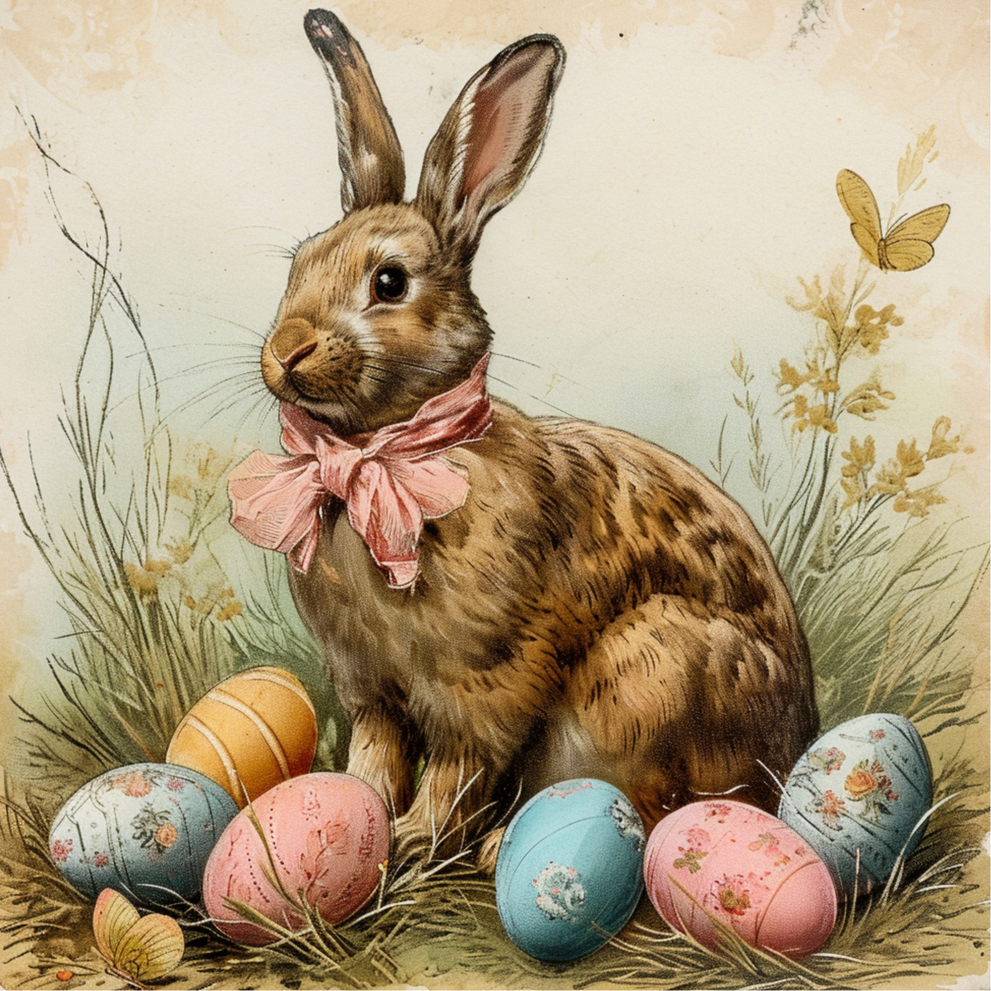 Bunny and Eggs Metal Sign - Made in USA