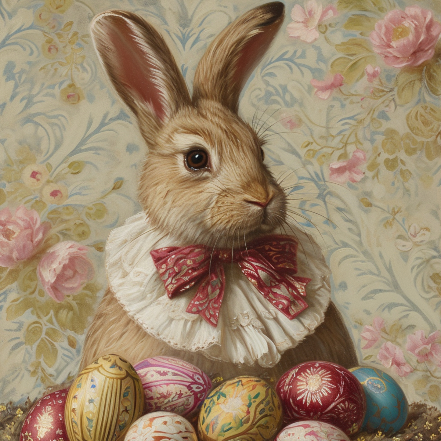 Bunny and Eggs Metal Sign - Made in USA