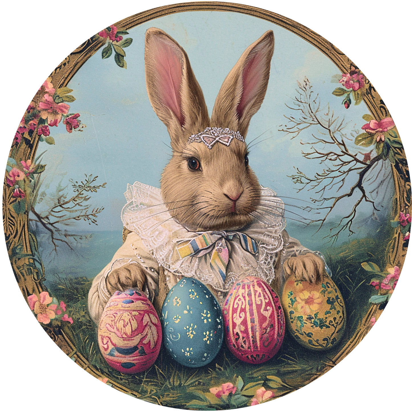 Bunny and Eggs Metal / Vinyl Sign - Made in USA