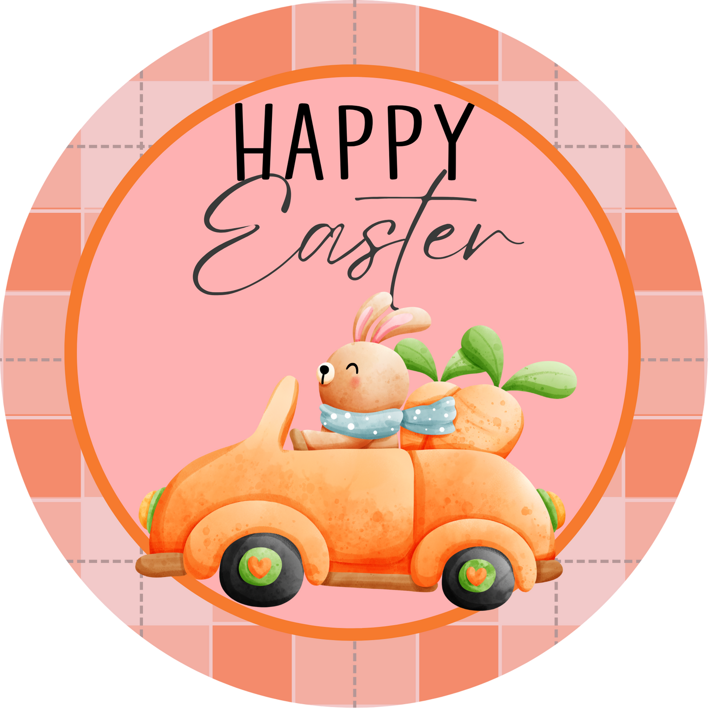 Happy Easter Bunny with Carrot Metal / Vinyl Sign - Made in USA