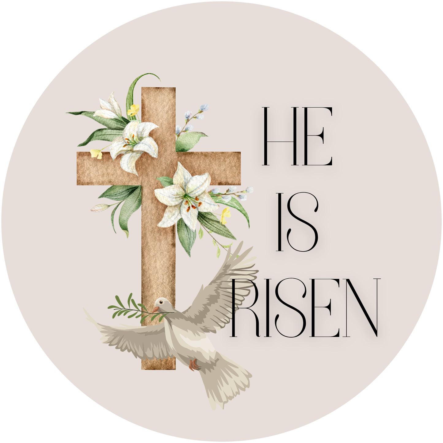 He is Risen a Springtime Celebration Floral Cross Metal / Vinyl Sign - Made in USA