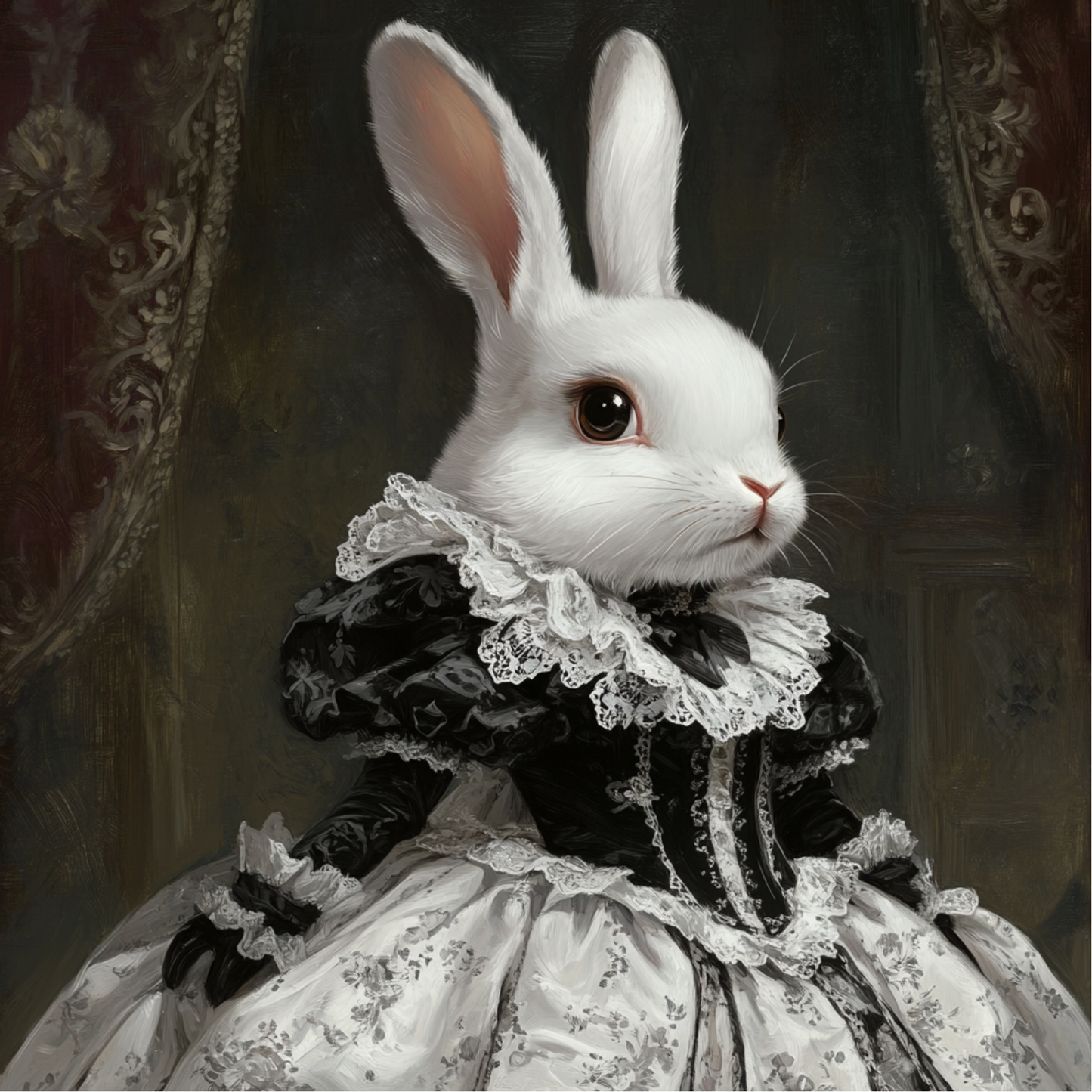 Rabbit in Victorian Dress Metal Sign - Made in USA