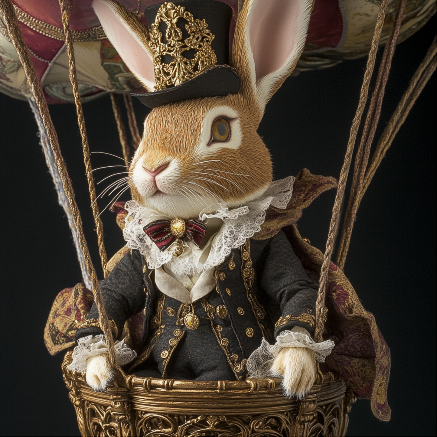 Victorian Rabbit/Bunny in a Hot Air Balloon Metal Sign - Made in USA