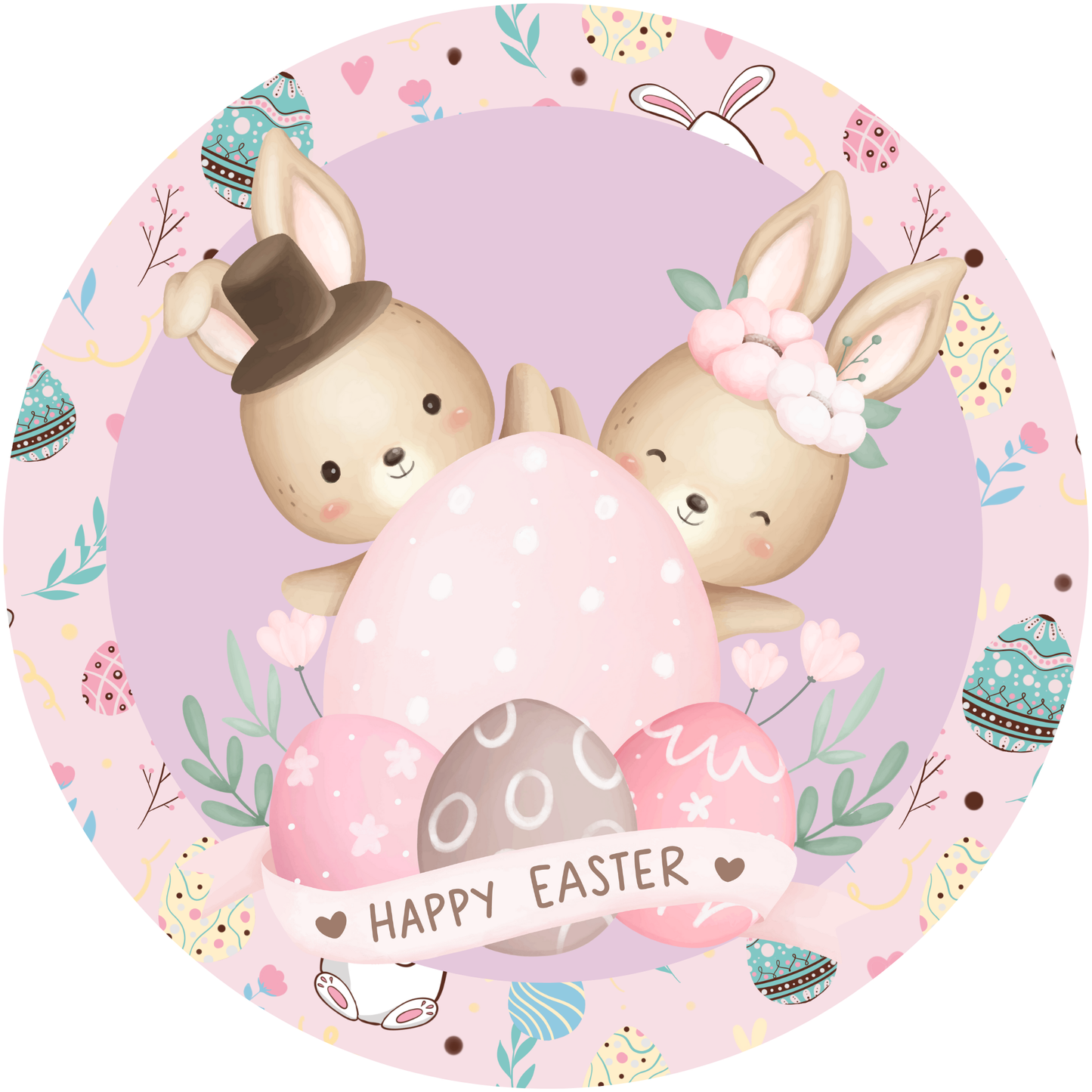 Happy Easter Bunnies Metal / Vinyl Sign - Made in USA