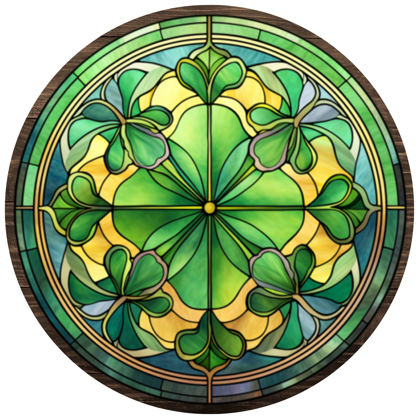 Four Leaf Clovers Stained Glass Window Design Metal / Vinyl Sign - Made in USA
