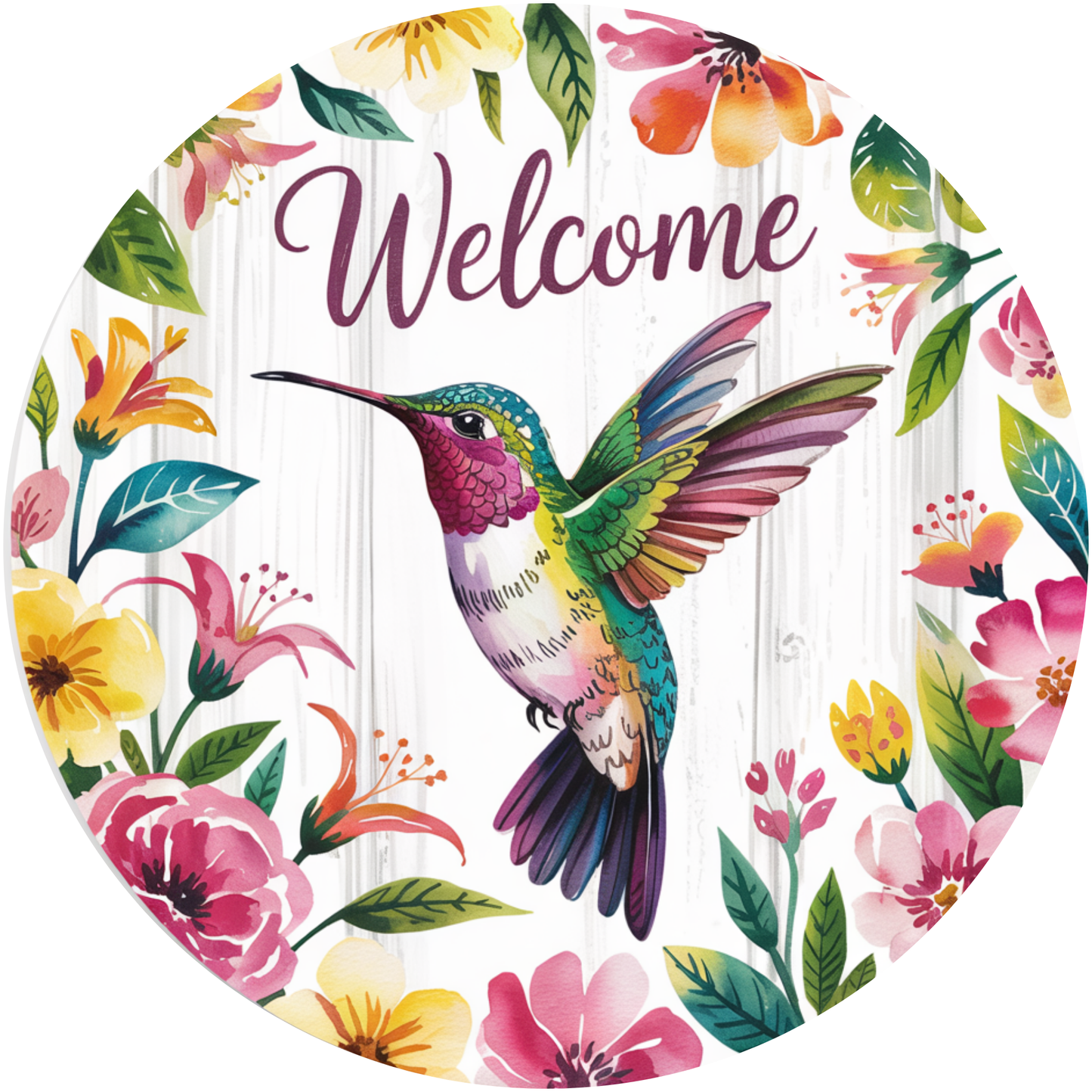 Welcome Hummingbird Garden Flag Metal / Vinyl Sign - Made In USA