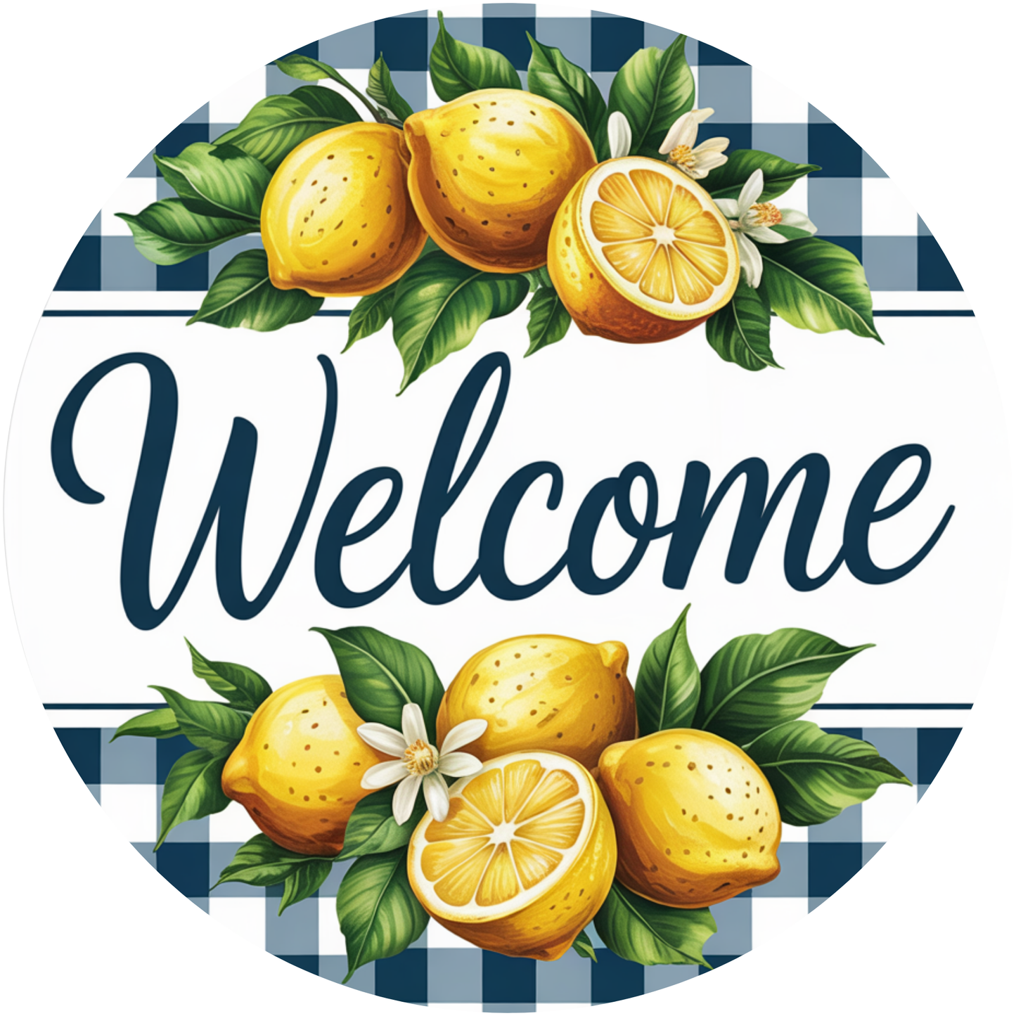 Welcome with Lemons & Check Metal / Vinyl Sign - Made In USA