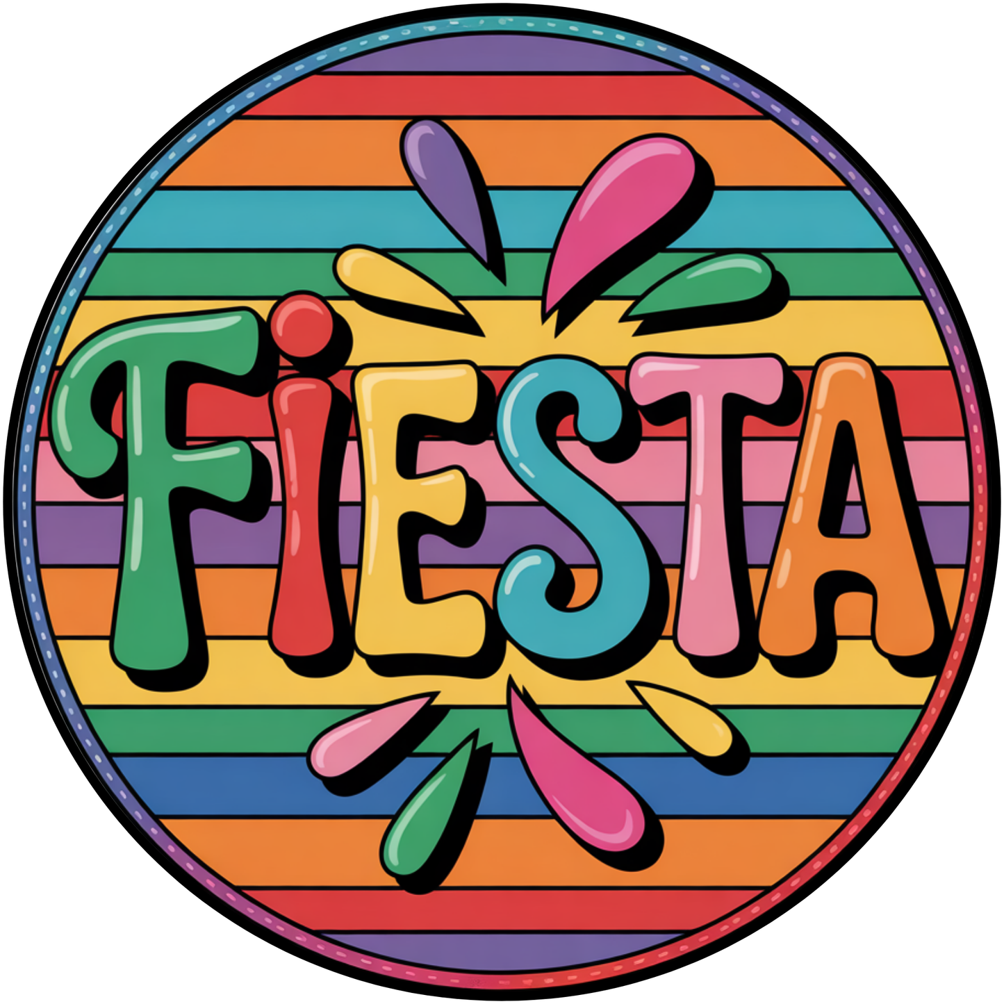 Rainbow Striped Fiesta Metal / Vinyl Sign - Made In USA