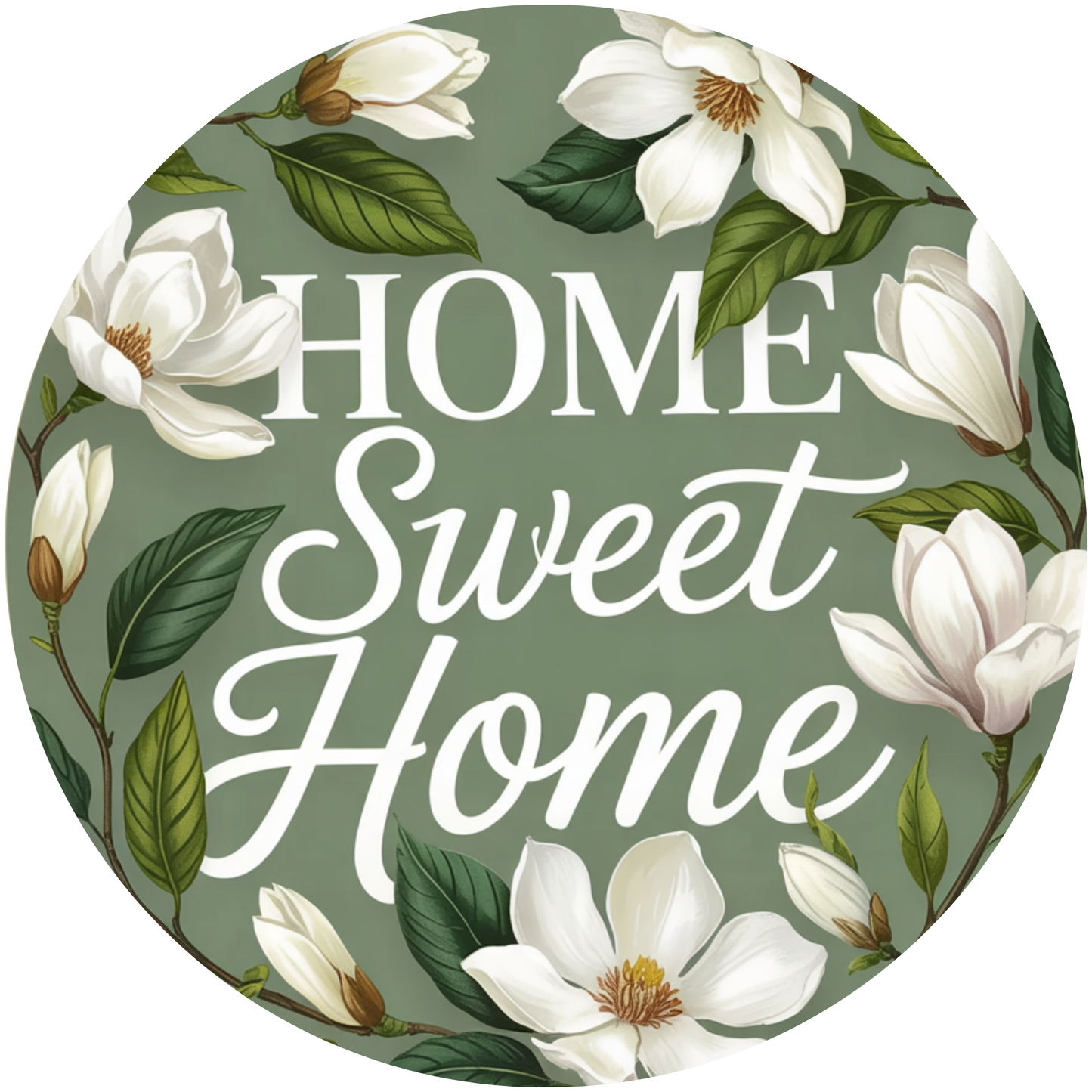 Home Sweet Home Magnolia Flower Metal / Vinyl Sign - Made In USA