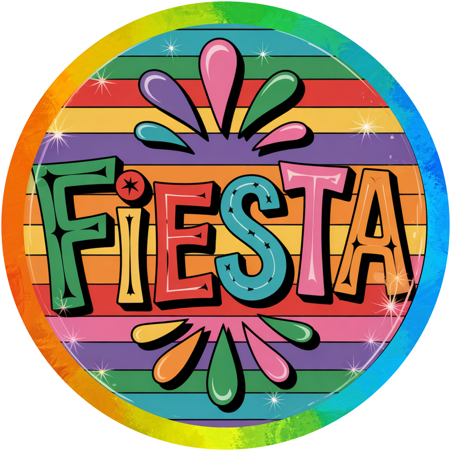 Rainbow Striped Fiesta Metal / Vinyl Sign - Made In USA