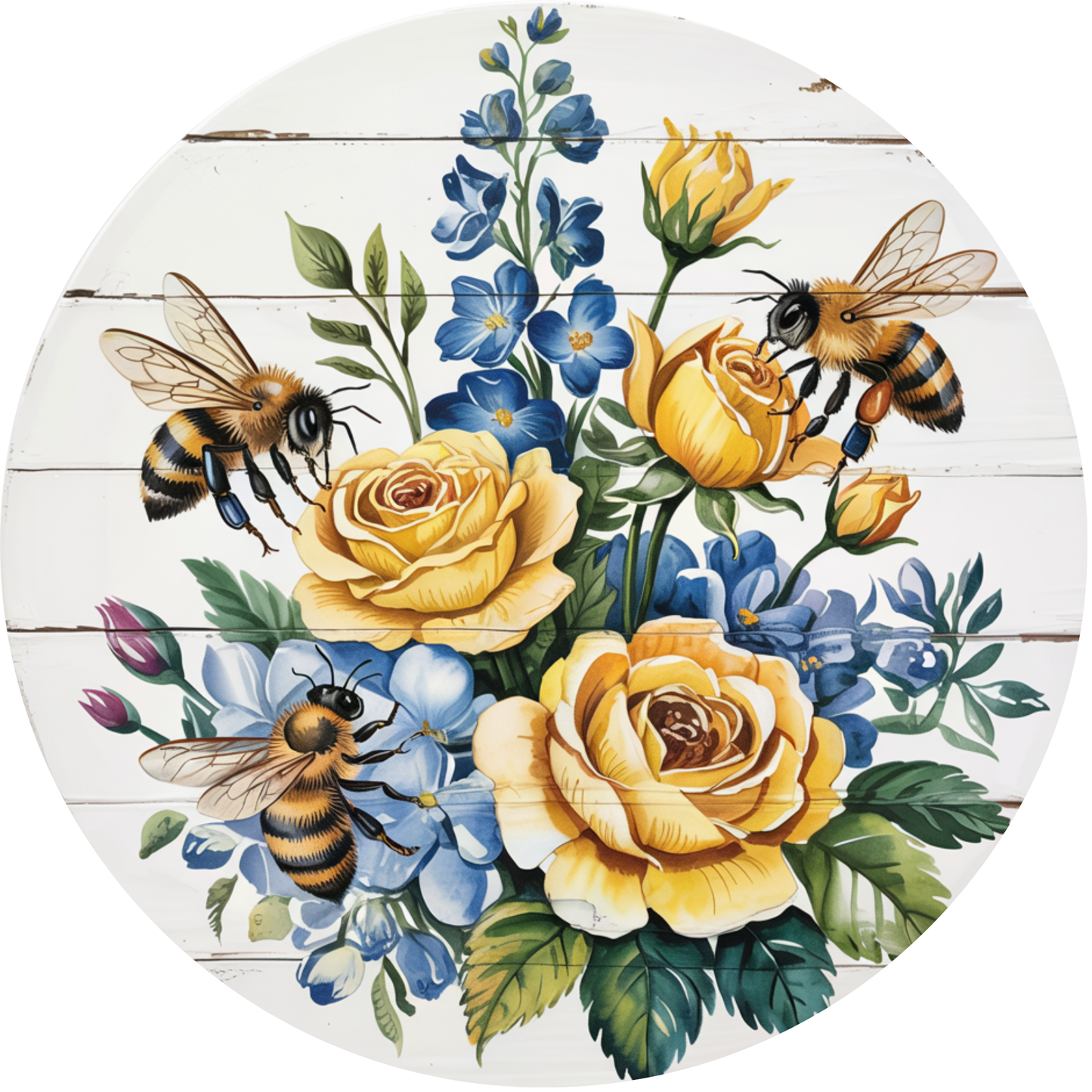 Bees on the Flower Metal / Vinyl Sign - Made In USA