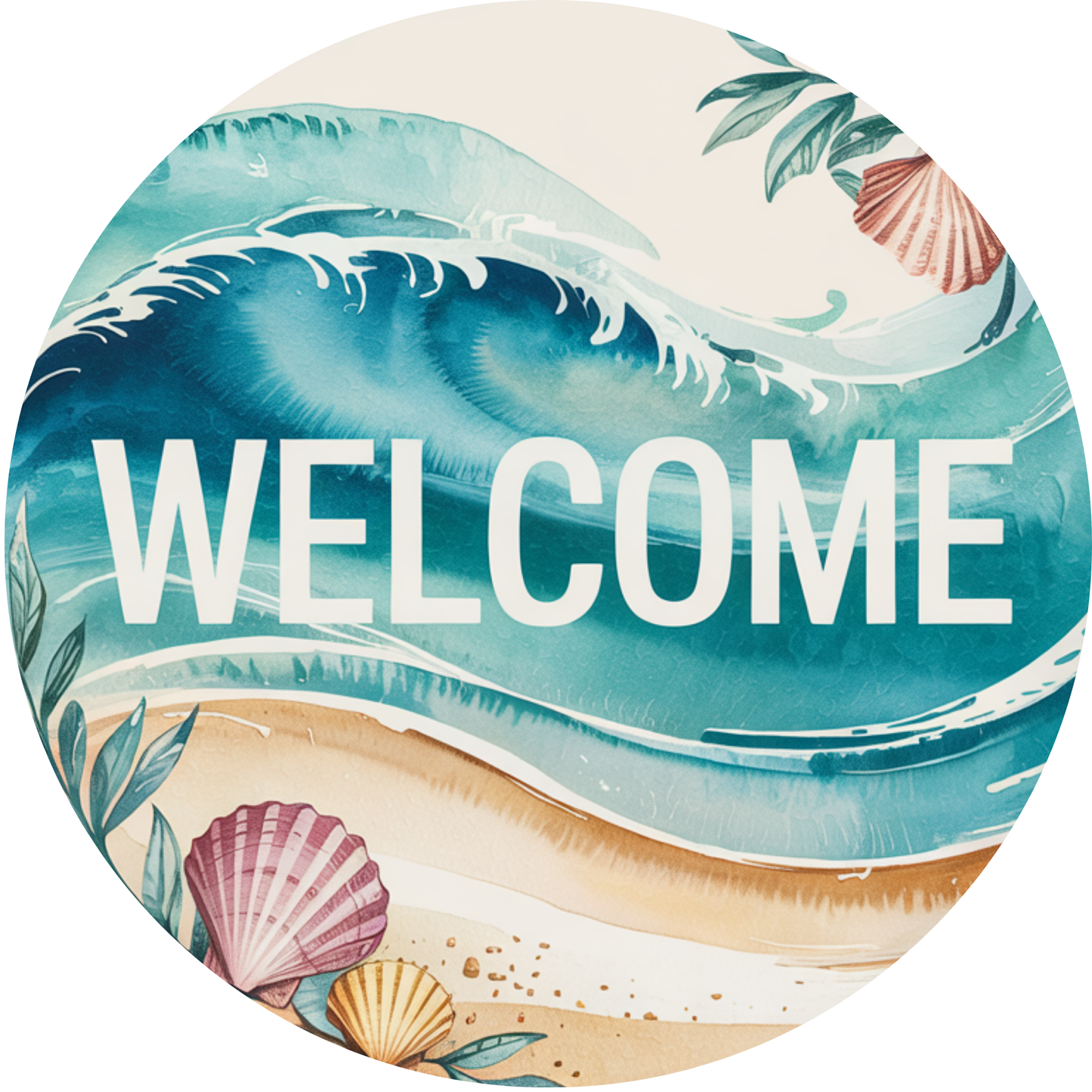 Welcome Beach Sea Waves Metal / Vinyl Sign - Made In USA