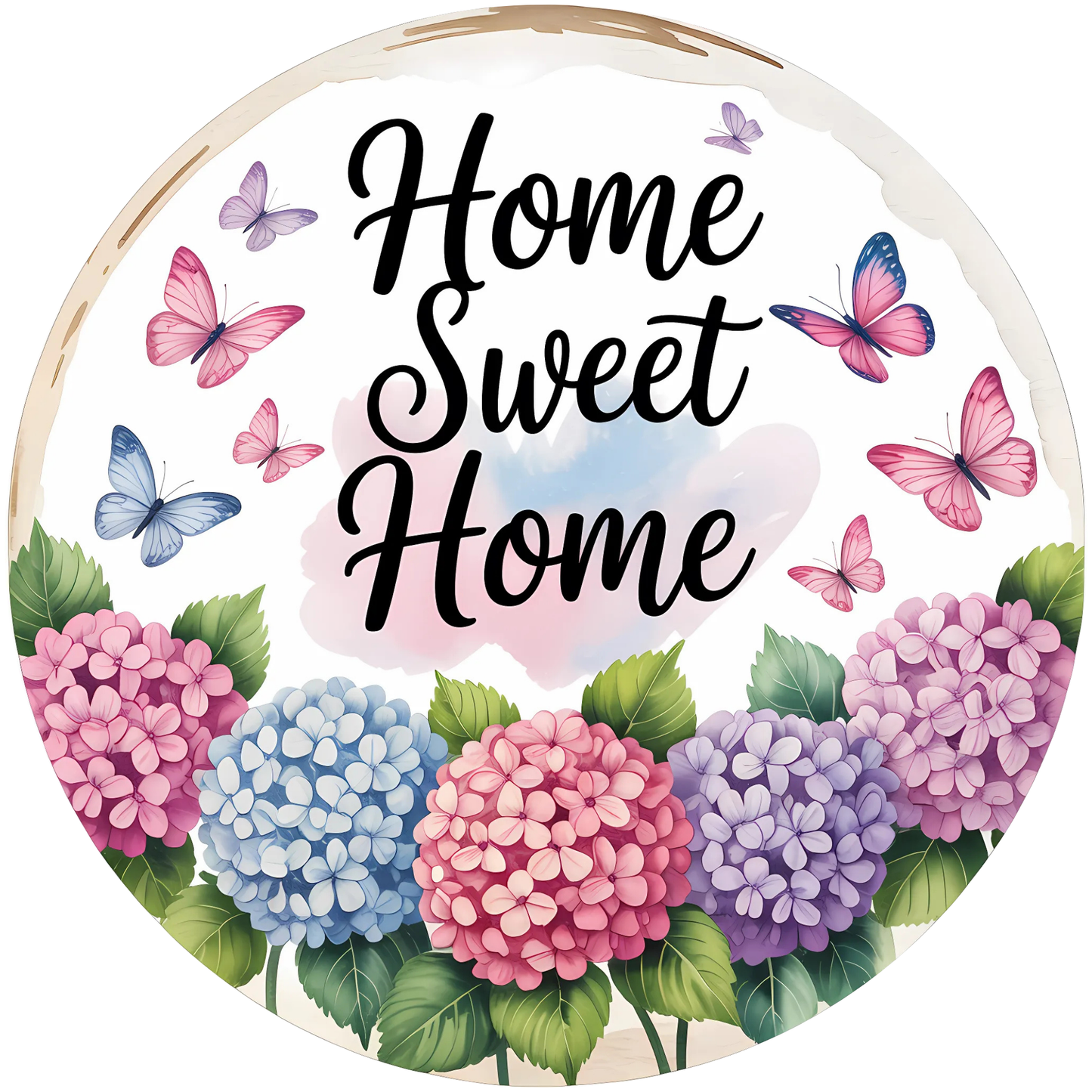 Home Sweet Home Flowers & Butterflies Metal / Vinyl Sign - Made in USA