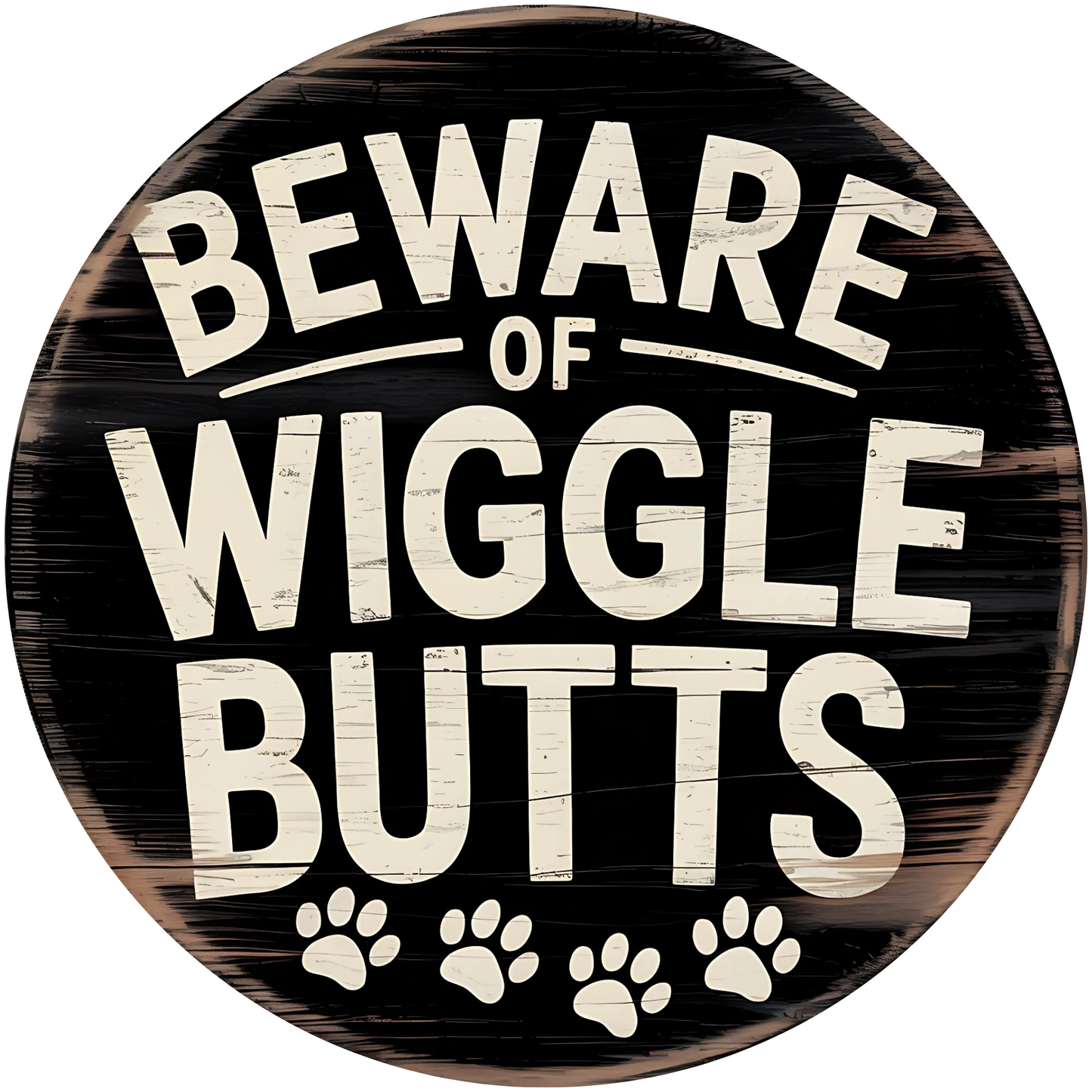 Beware of Wiggle Butts Dog Metal / Vinyl Sign - Made in USA