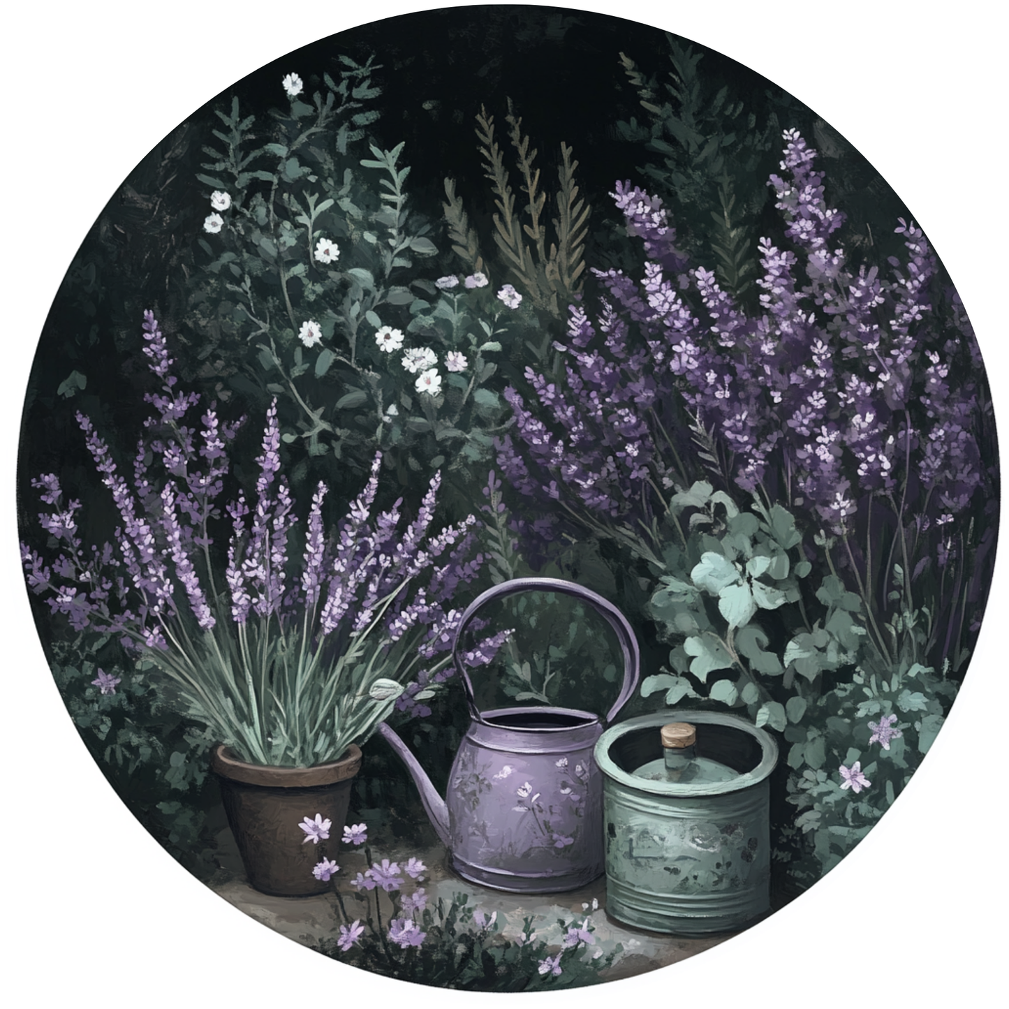 Lavender Garden with Watering Can Metal / Vinyl Sign - Made in USA