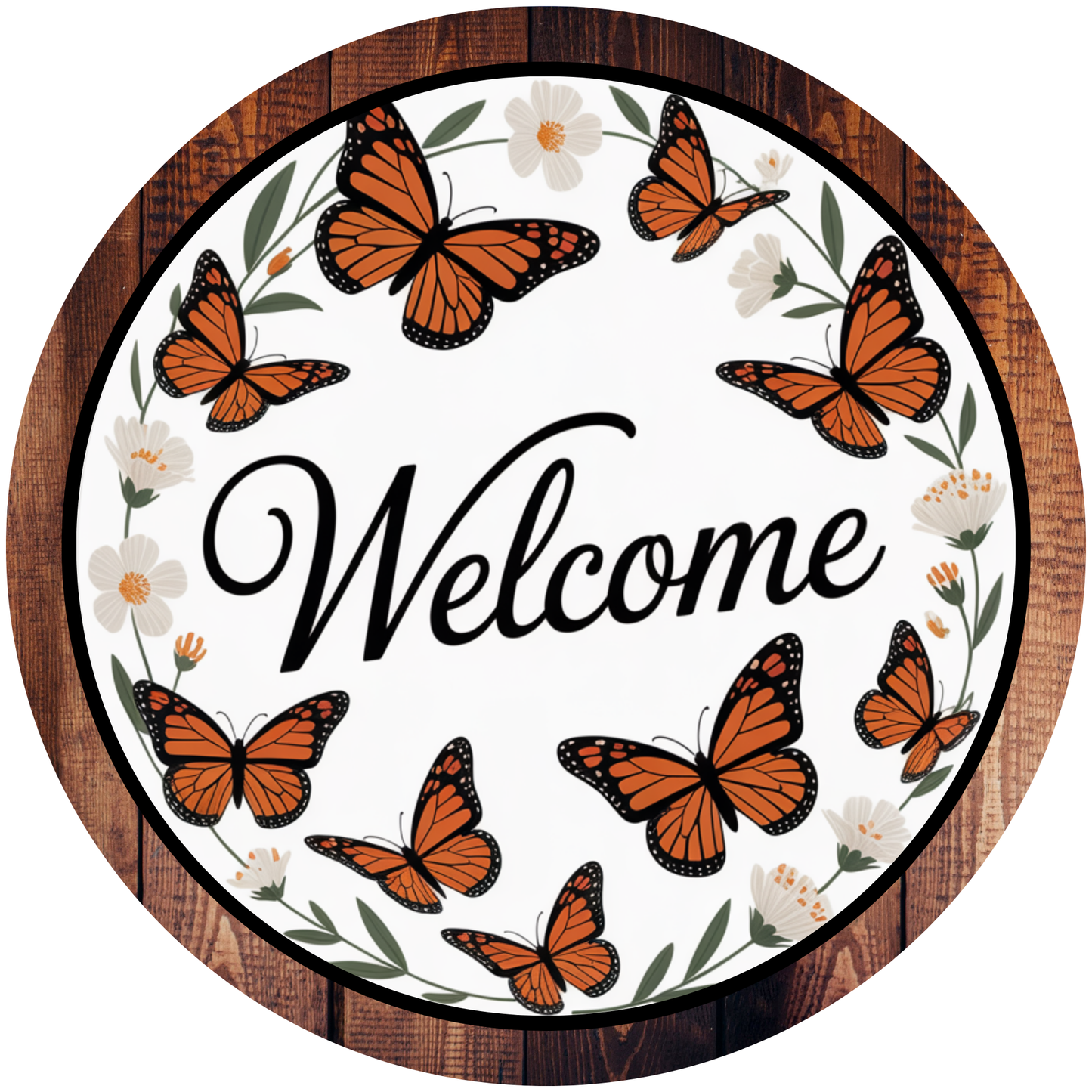 Welcome Butterfly Metal / Vinyl Sign - Made in USA