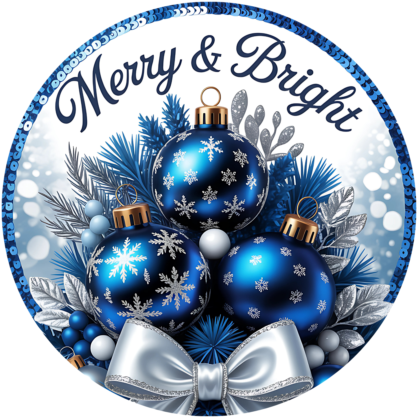 Merry & Bright Christmas Ornaments Metal / Vinyl Sign - Made in USA