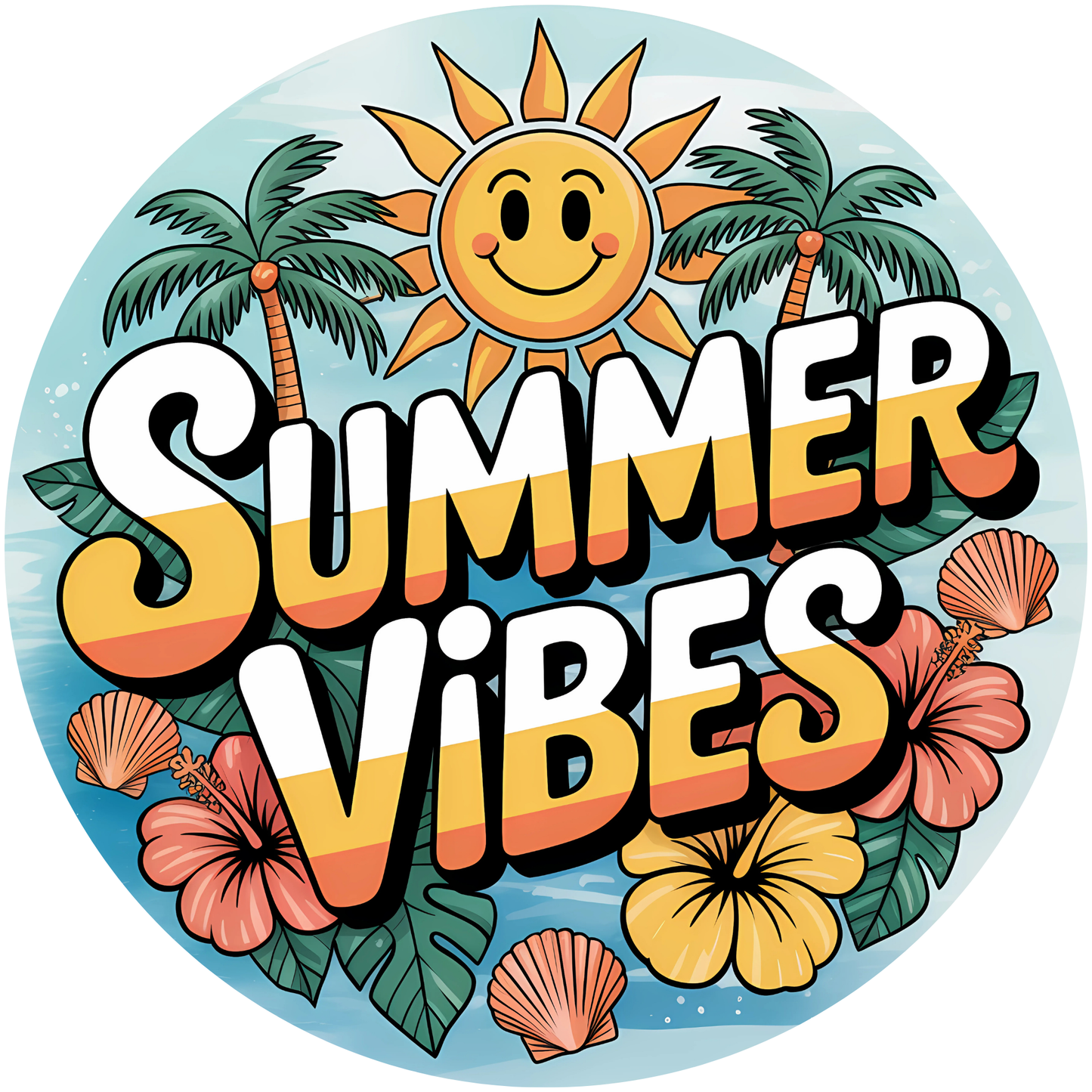 Summer Vibes Tropical Beach Scene Metal / Vinyl Sign - Made in USA