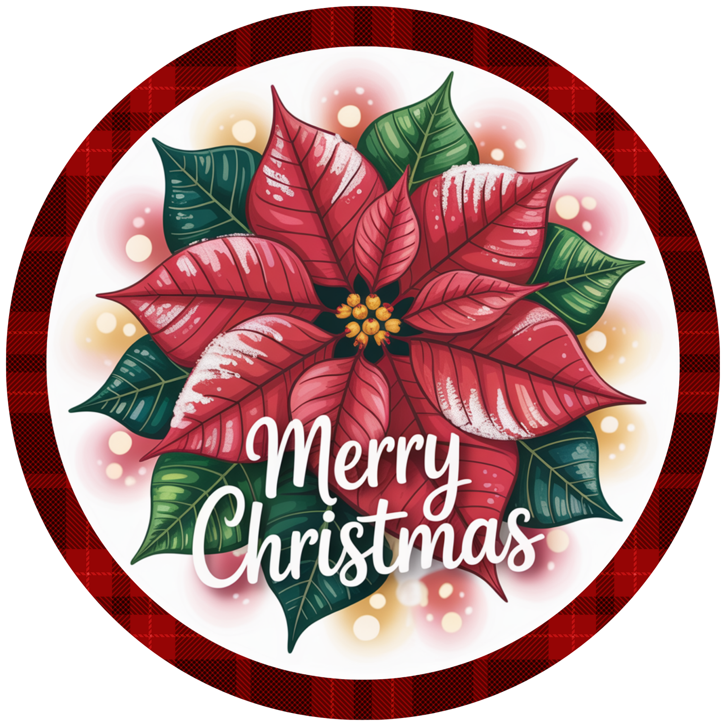 Merry Christmas Poinsettia Flower Metal / Vinyl Sign - Made in USA