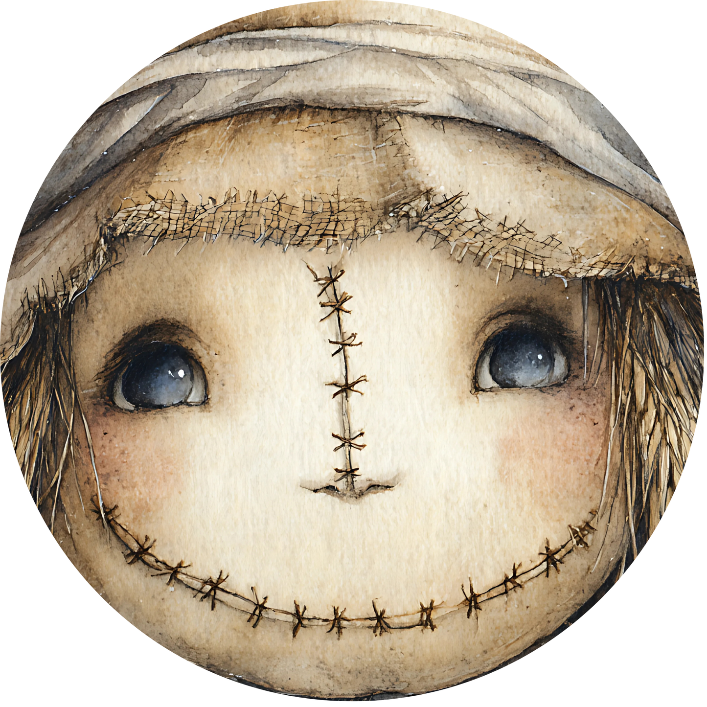 Stitched Rag Doll Harvest Metal / Vinyl Sign - Made in USA