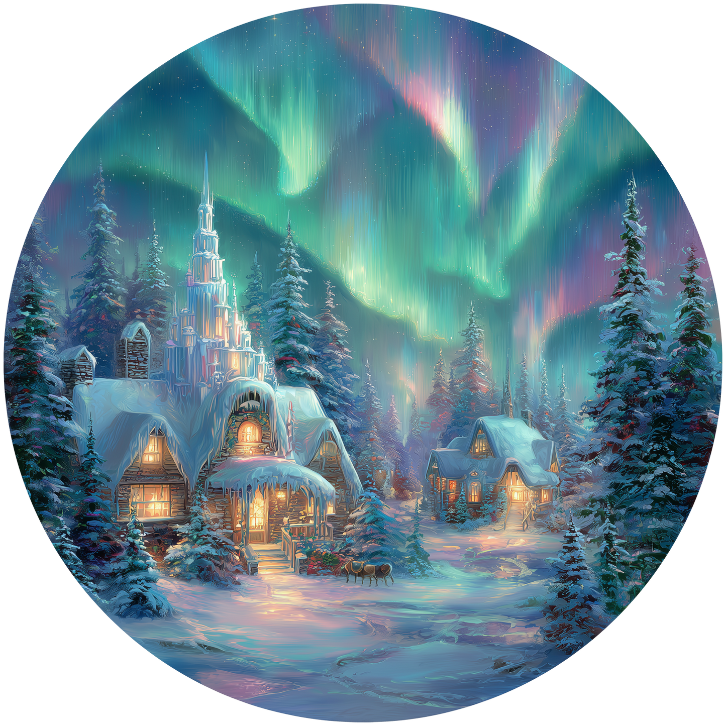 Winter Village Under the Northern Lights Accent Sign - Made in USA