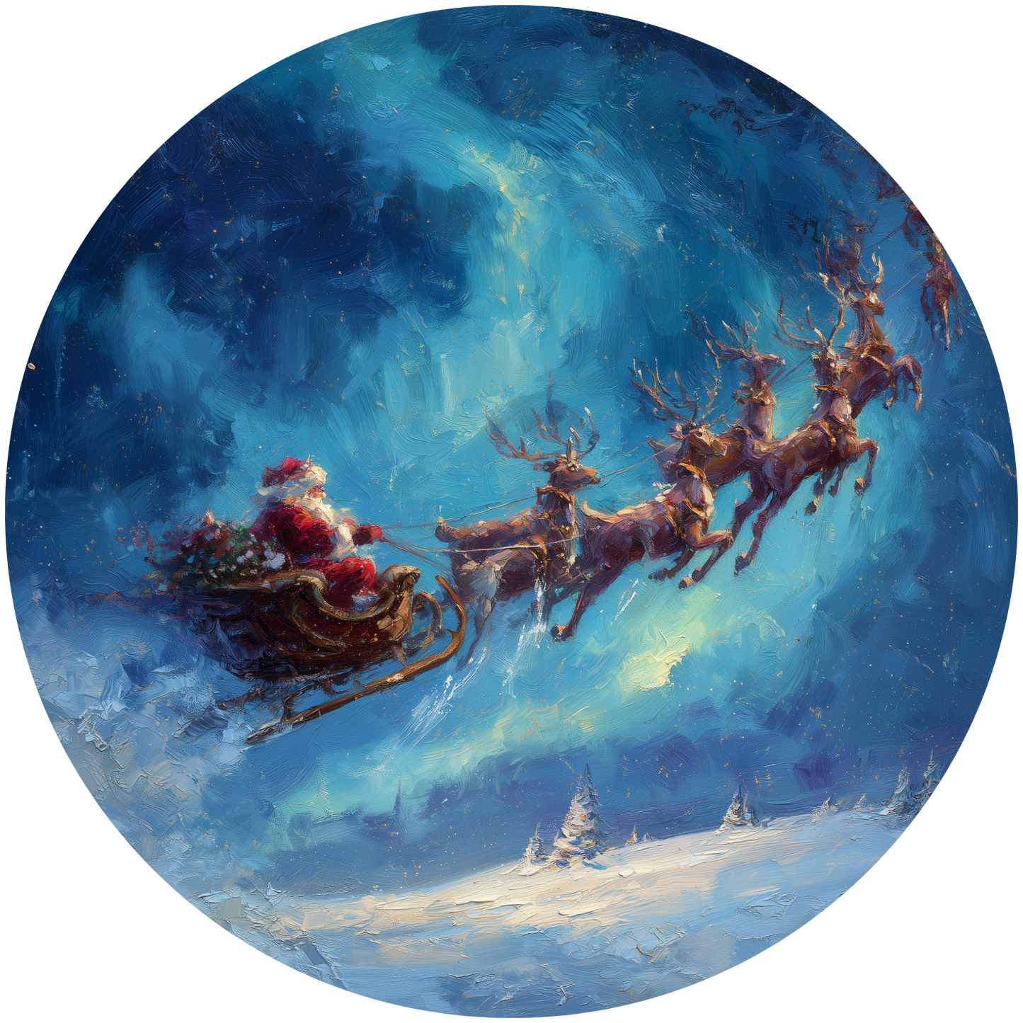 Santa’s Sleigh Ride Across a Magical Winter Sky Accent Sign - Made in USA