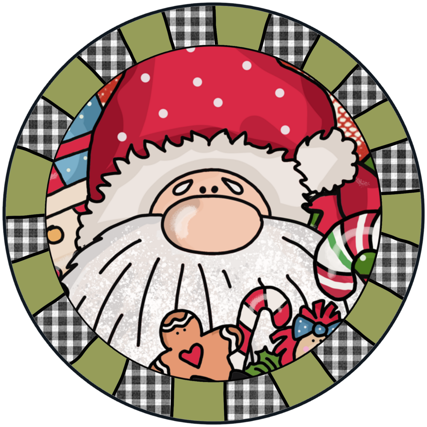 Santa with a Gingerbread Man Accent Sign - Made in USA