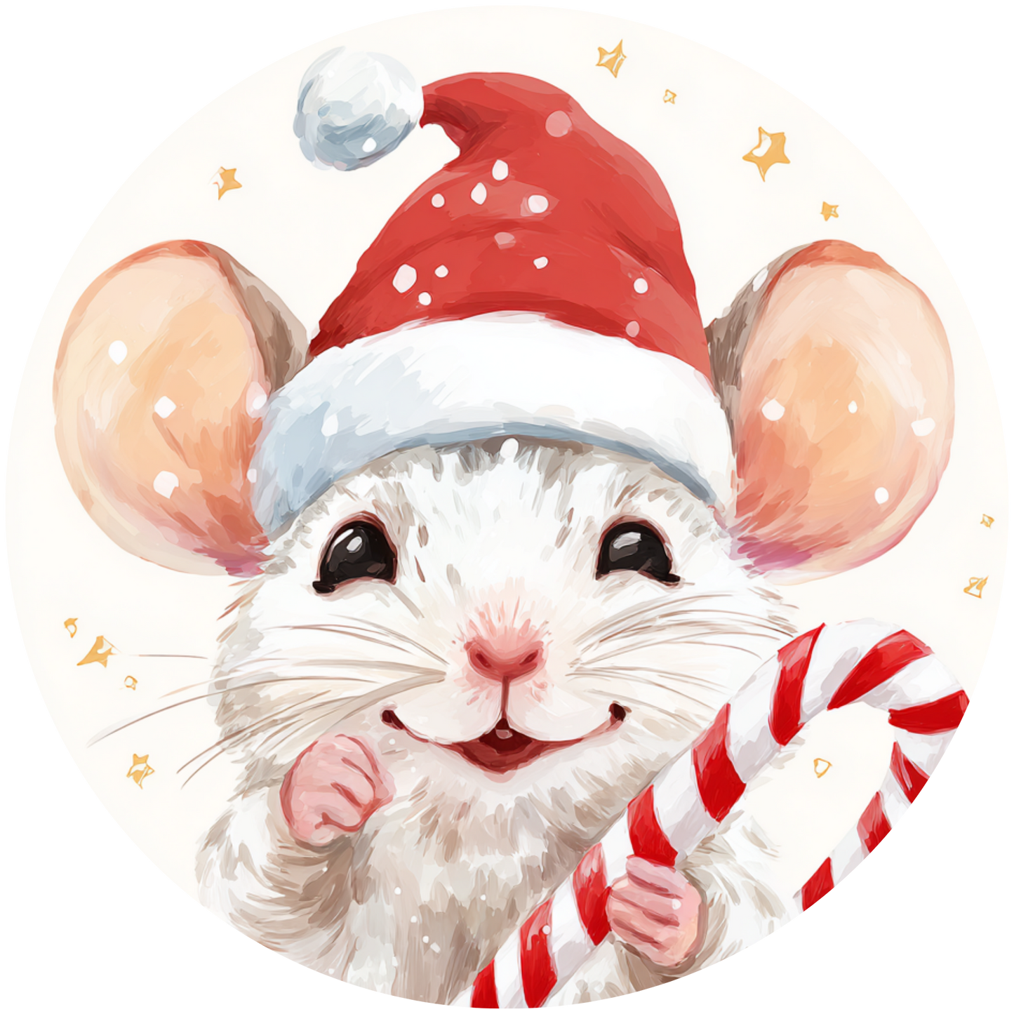 Mouse with Santa Hat and Candy Cane Accent Sign - Made in USA