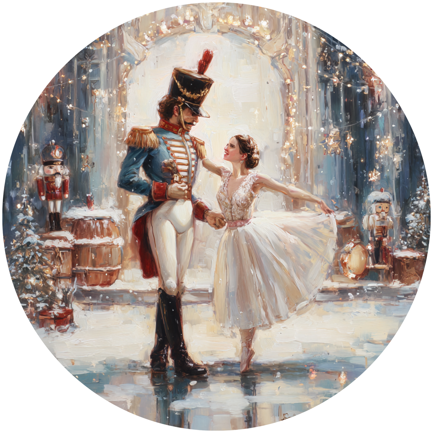 Nutcracker Prince and Ballerina Snowy Dance Accent Sign - Made in USA