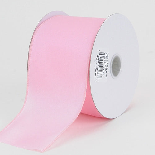 2 - 1/2 x 10 Yards Light Pink Wired Budget Satin Ribbon BBCrafts.com