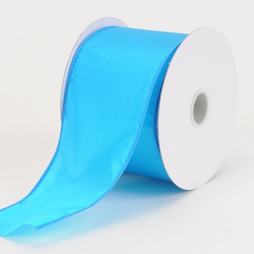 2 - 1/2 x 10 Yards Turquoise Wired Budget Satin Ribbon BBCrafts.com