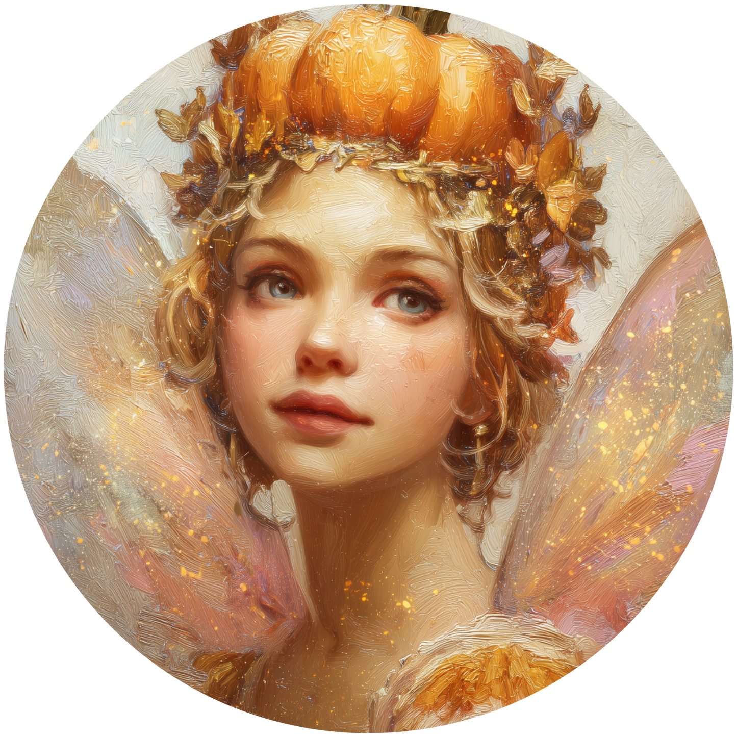 Autumn Pumpkin Fairy with Glittering Wings Accent Sign - Made in USA